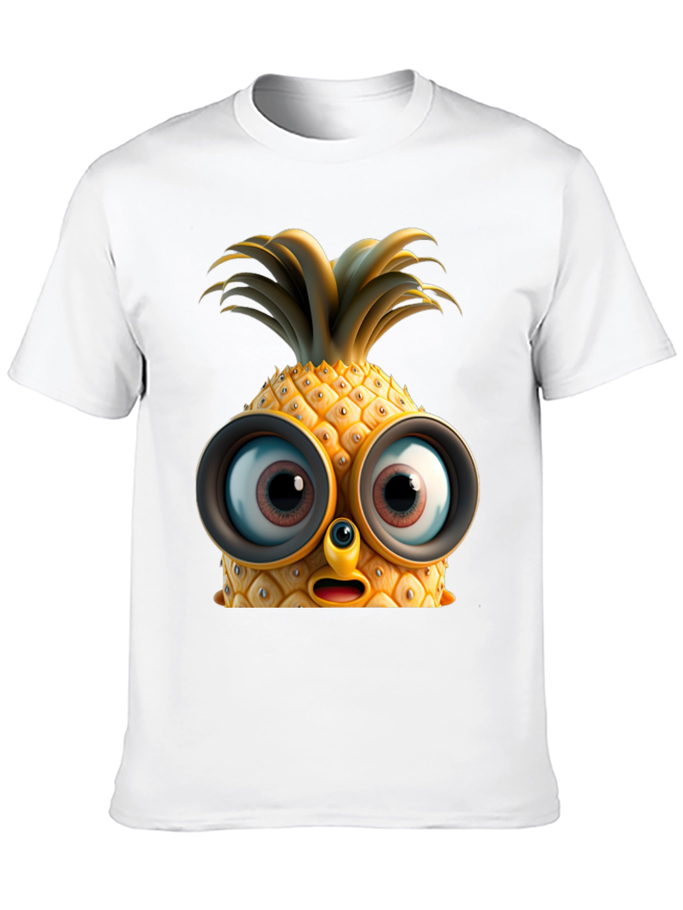Black Funny Pineapple Face Graphic T-Shirt view 10