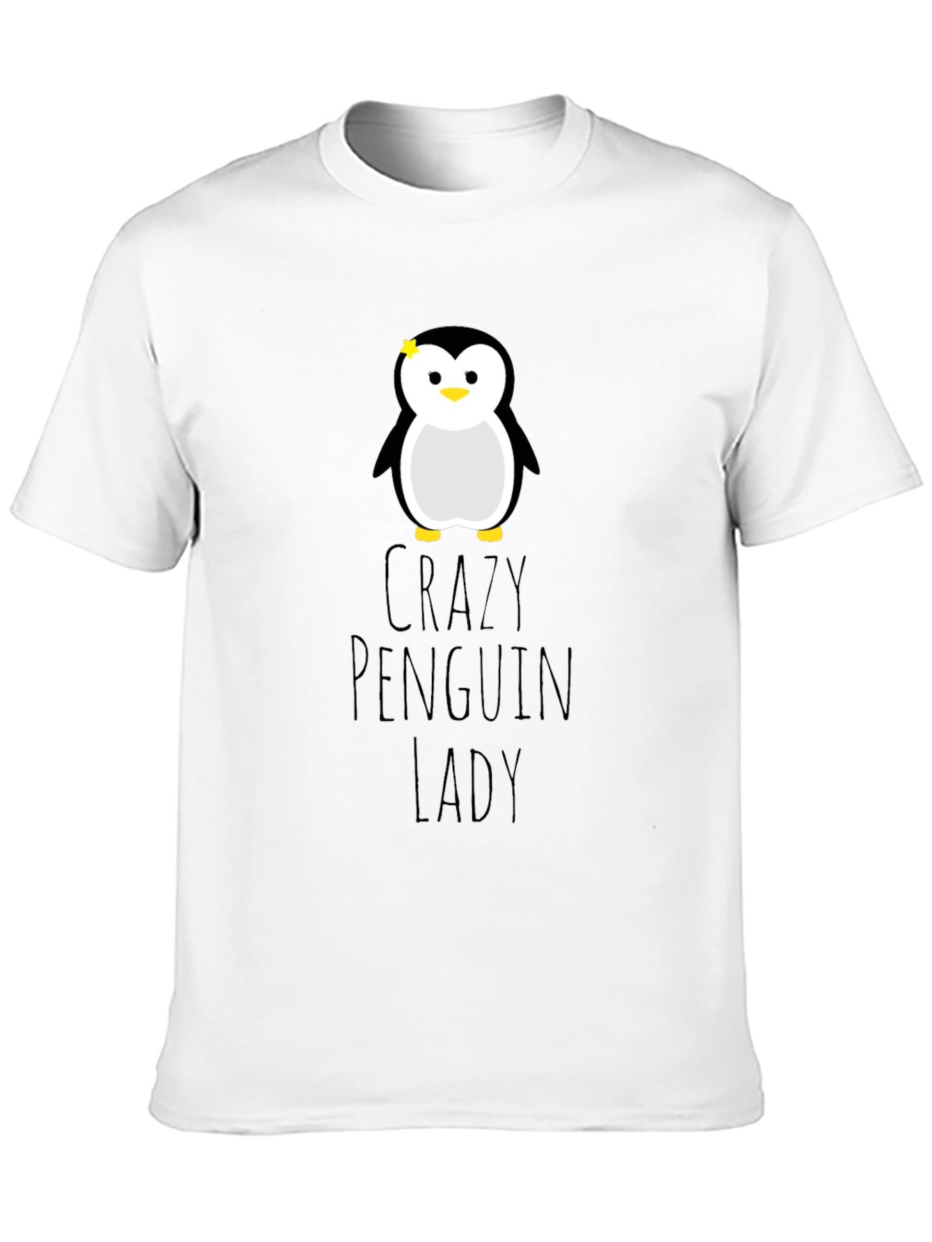 Black Crazy Penguin Lady Graphic Tee - Unisex Black T-Shirt view 10