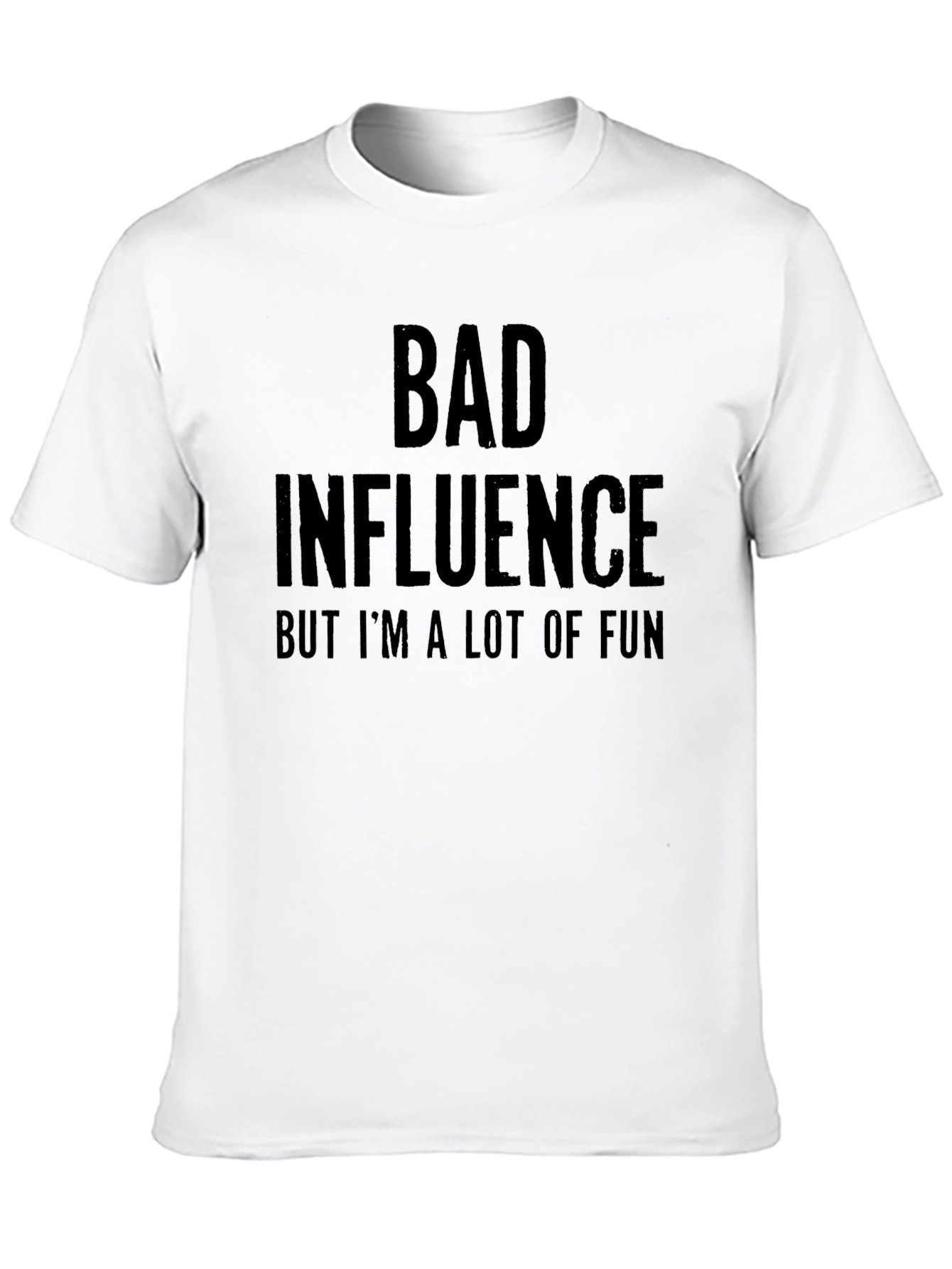 Black Bad Influence Funny Graphic Tee - Black Casual T-Shirt view 10