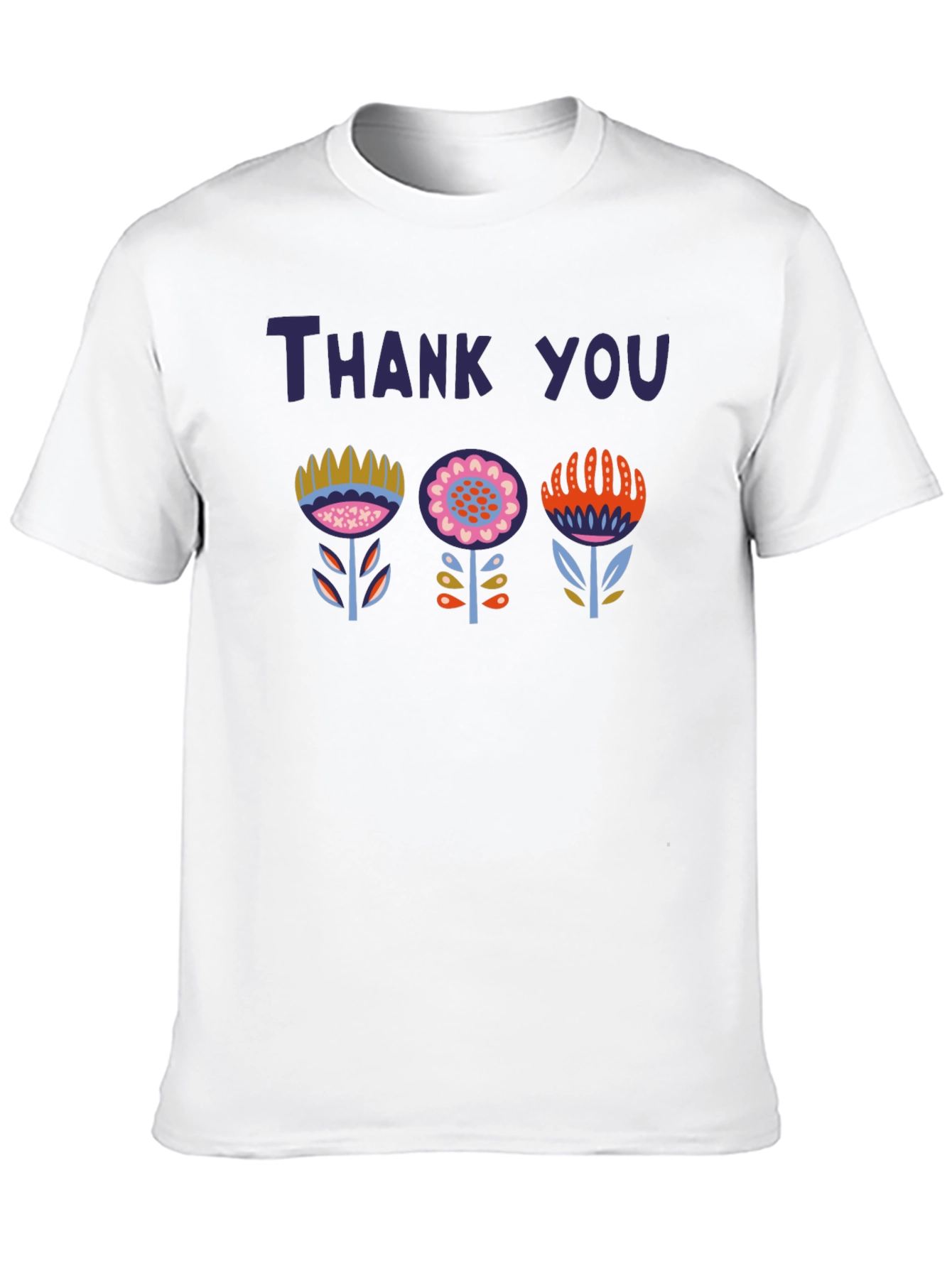 Black Thank You Floral Graphic Tee - Unisex Soft Cotton Blend T-Shirt view 10