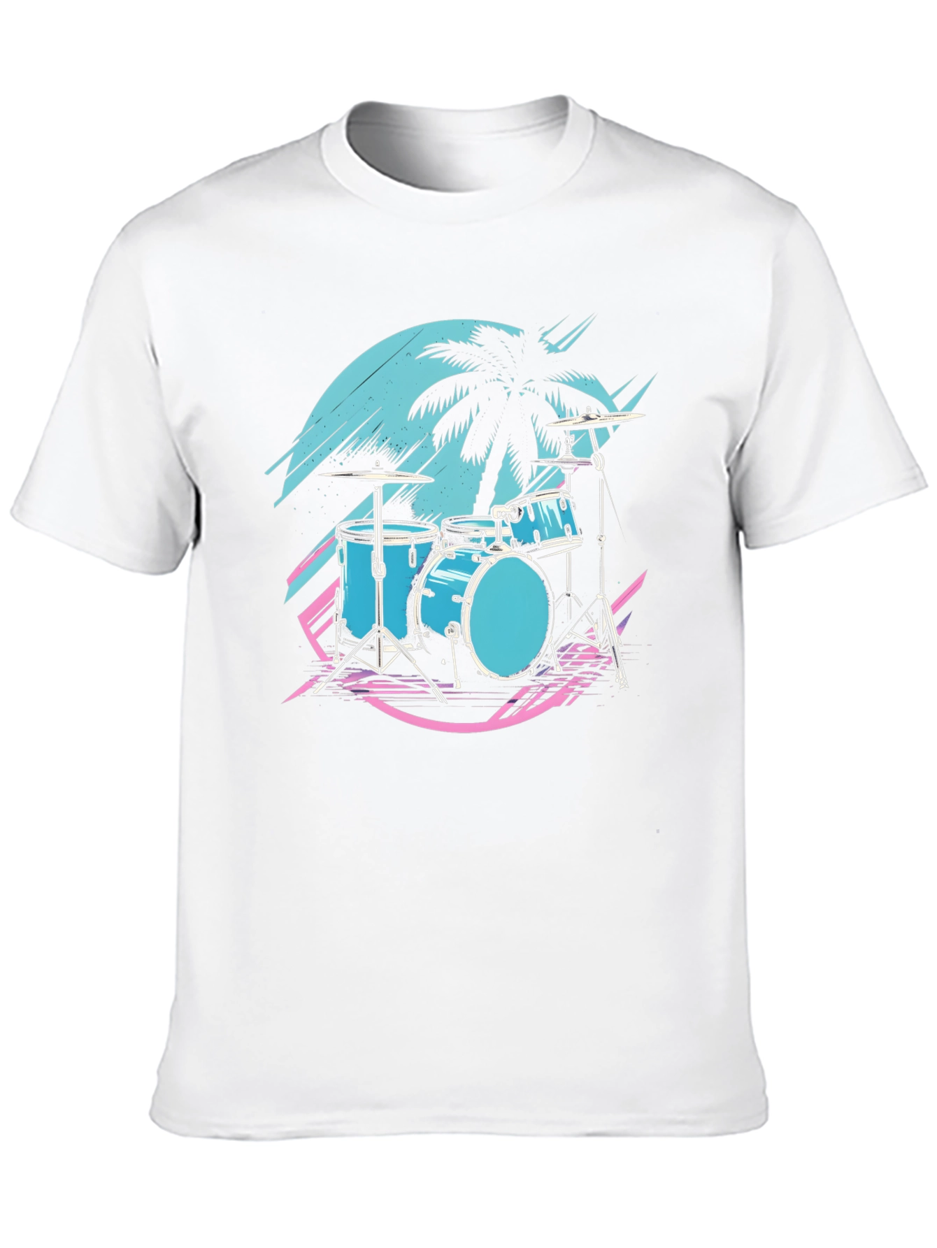 Black Retro Drum Set T-Shirt - Synthwave Vibes view 10