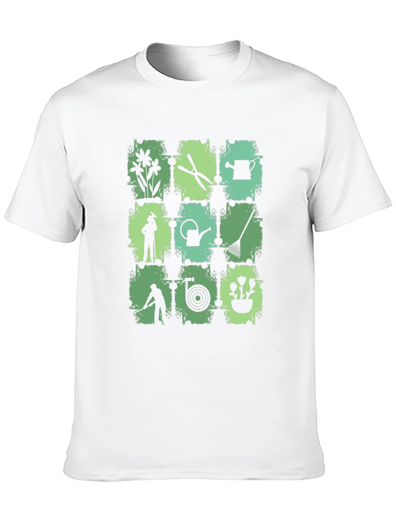 Black Gardening Tools Graphic Print Crew Neck T-Shirt view 10