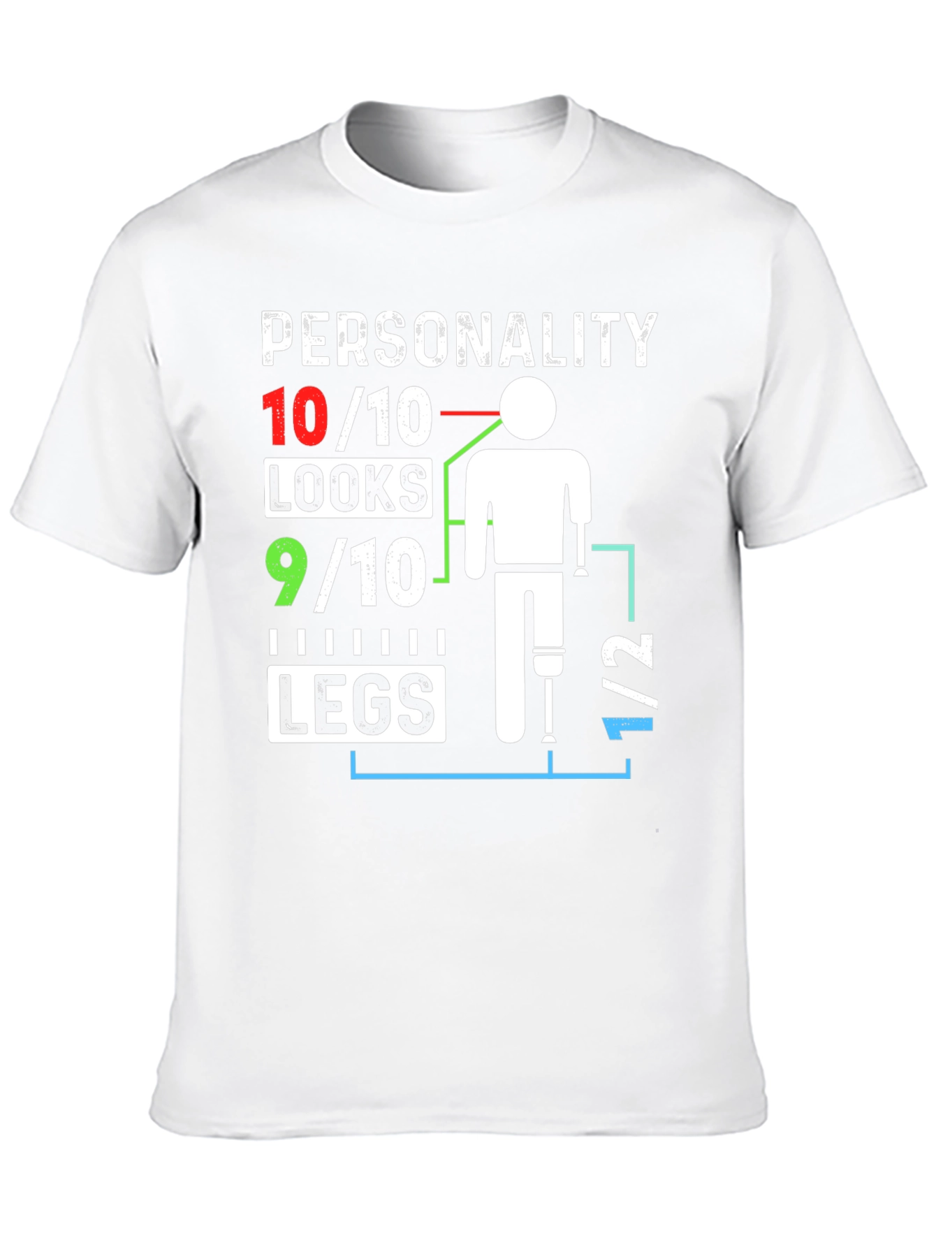 Black Humorous Amputee T-Shirt: Personality 10/10, Looks 9/10 view 10