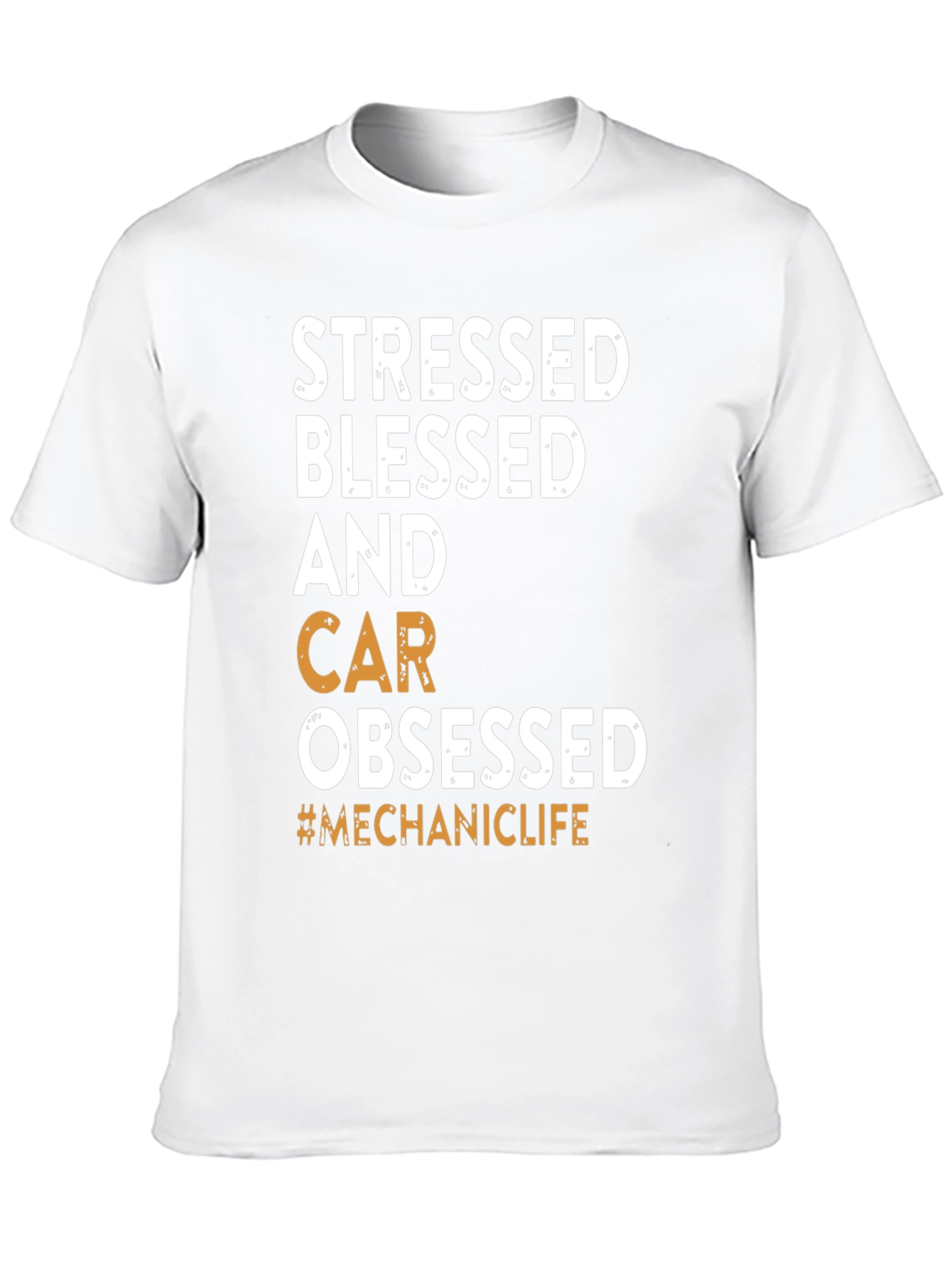 Black Stressed Blessed Car Obsessed T-Shirt view 10