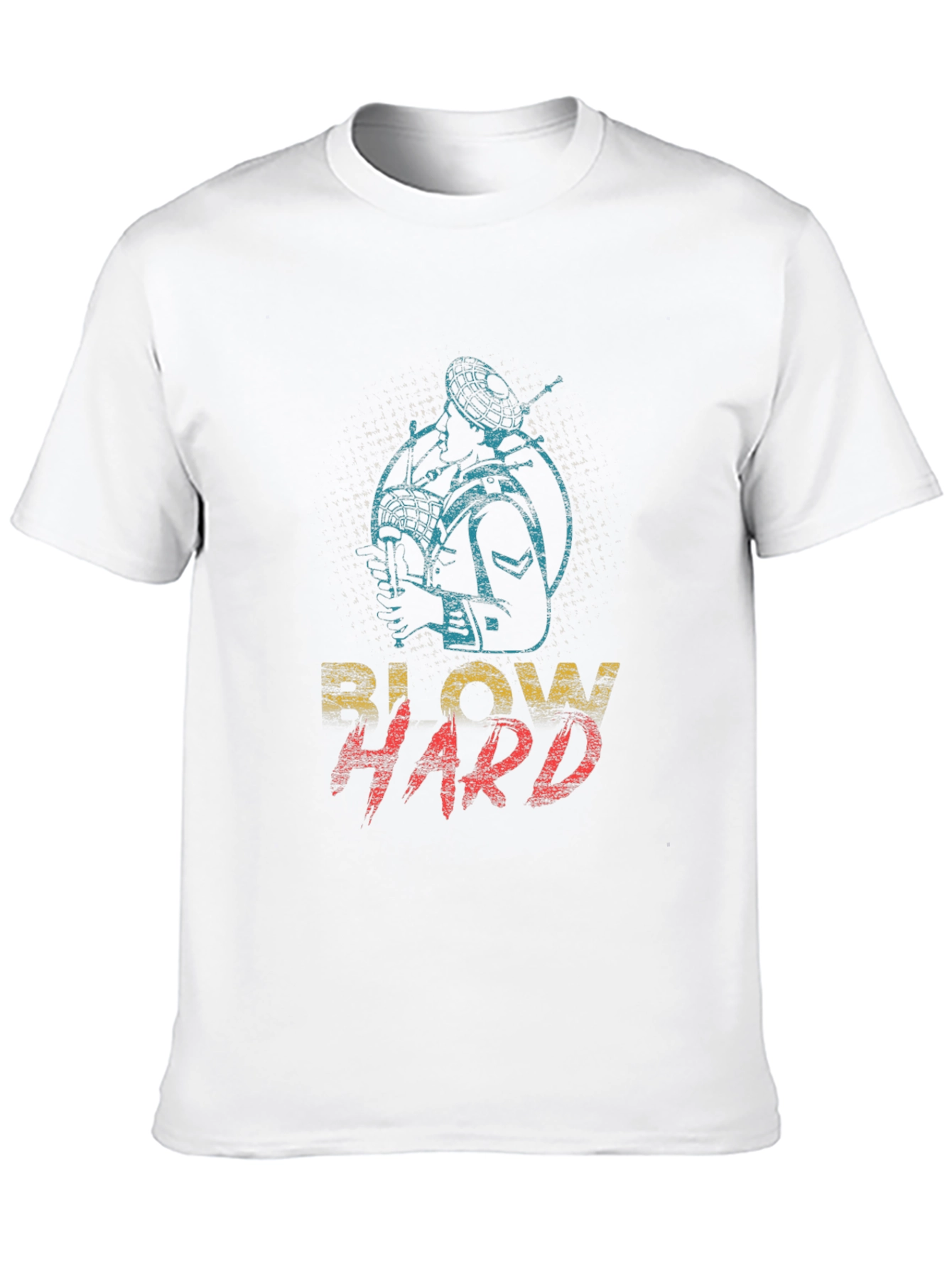 Black Blow Hard Bagpipe Graphic Tee - Novelty Musician T-Shirt view 10