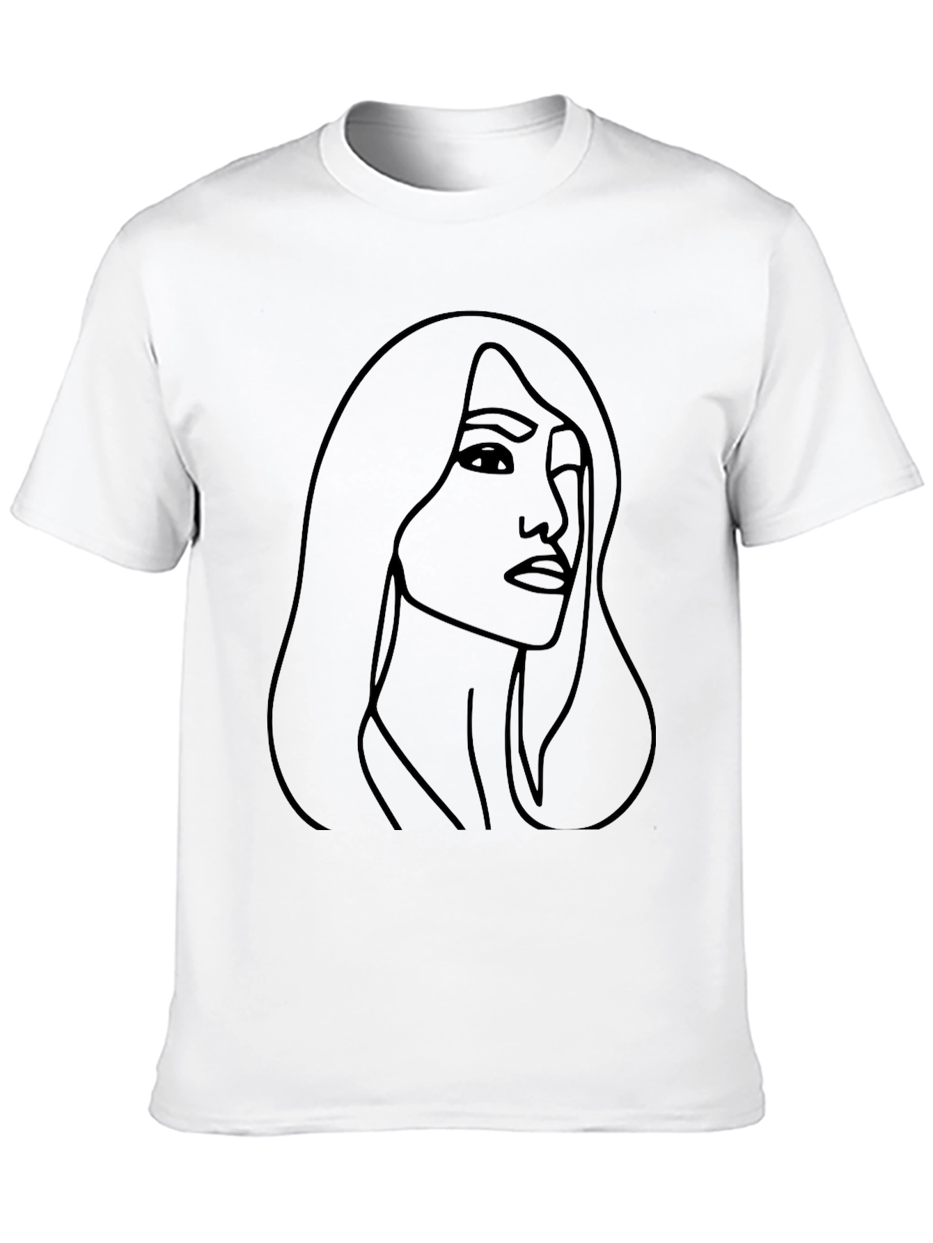 Black Minimalist Woman Line Art T-Shirt view 10