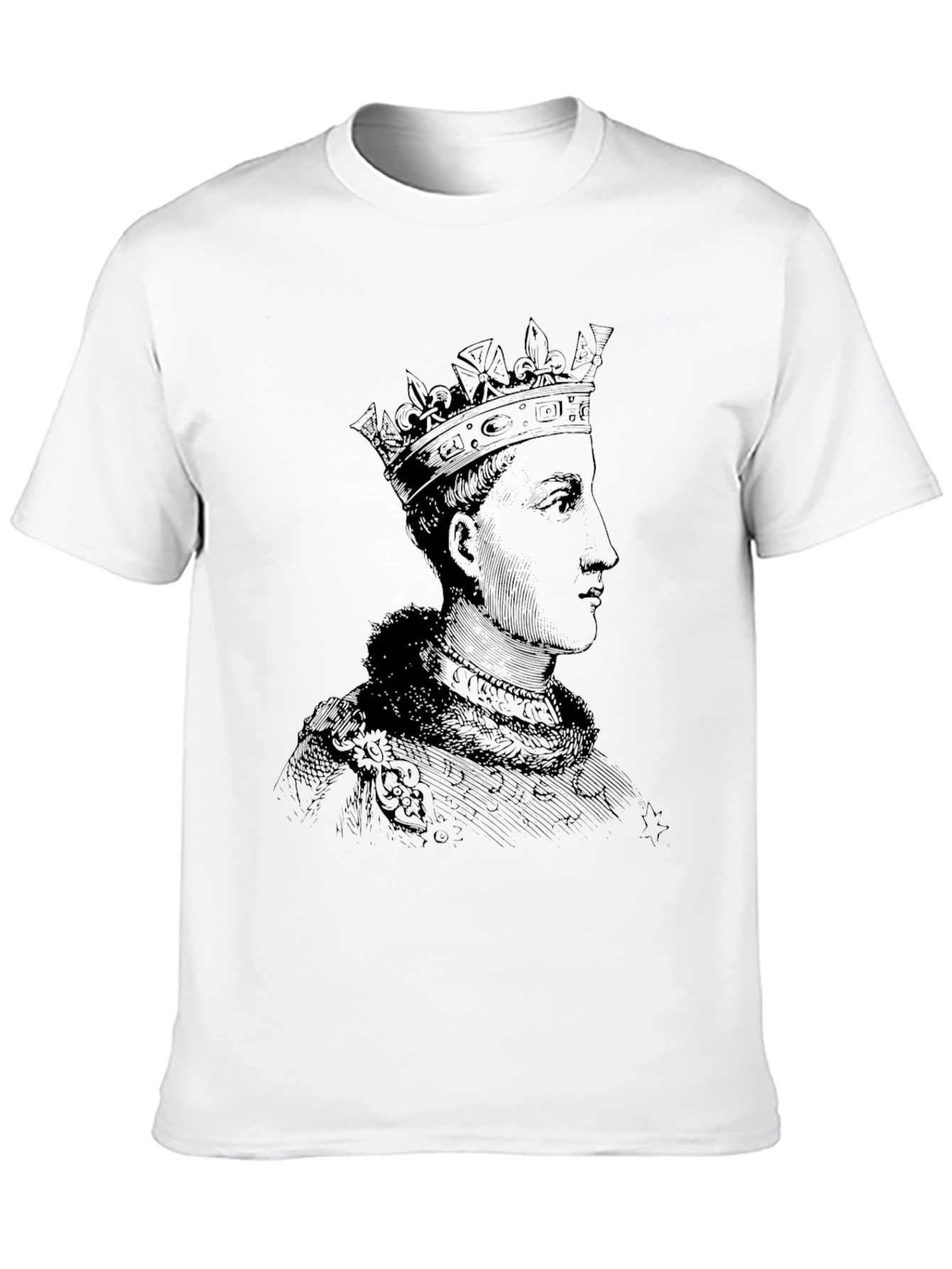 Black Royal Portrait Graphic Tee - Black Cotton T-Shirt view 10