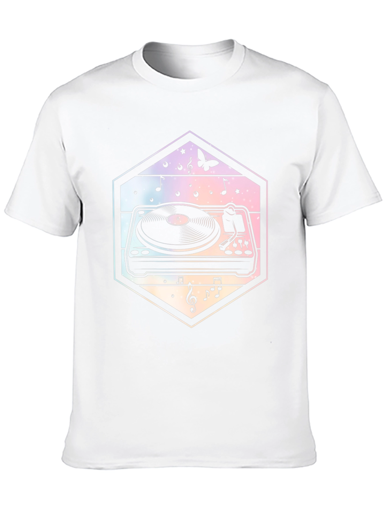 Black Retro Turntable Music T-Shirt - DJ Gift view 10