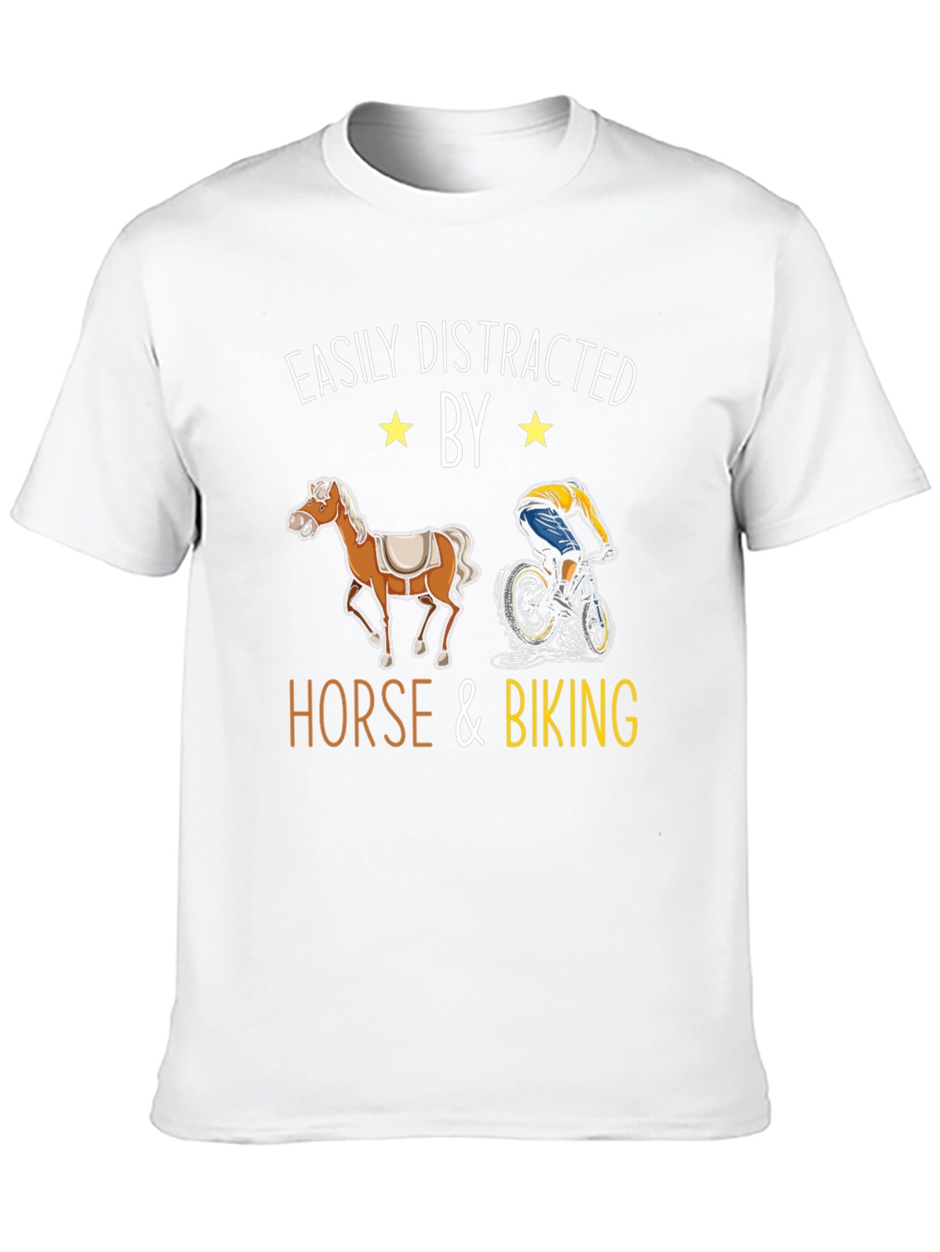 Black Easily Distracted by Horse & Biking T-Shirt view 10