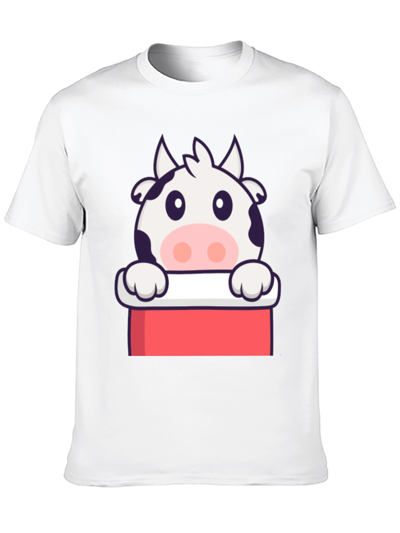 Black Cute Cow Graphic Print Black T-Shirt view 10