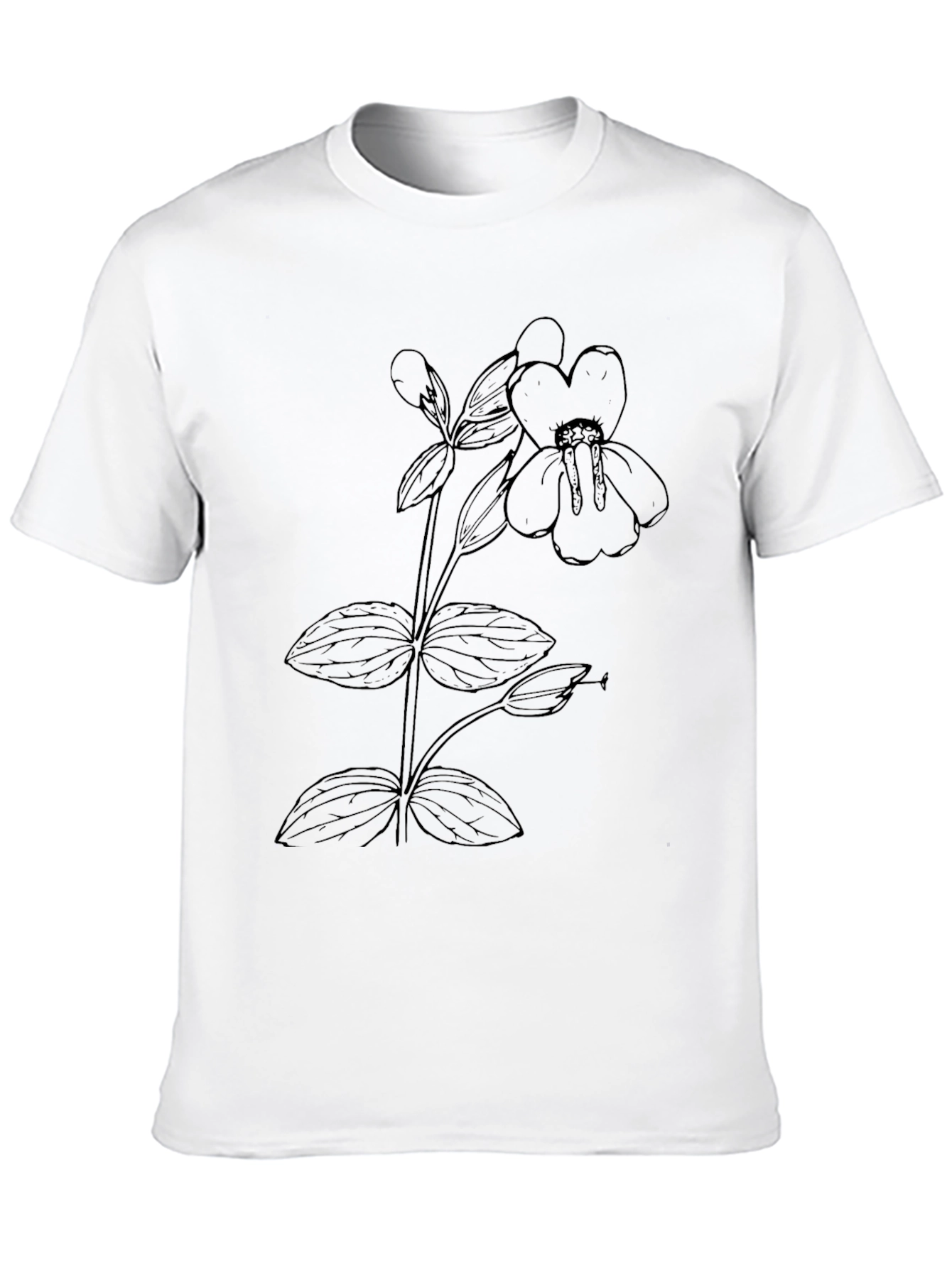 Black Botanical Print Tee - Minimalist Flower Design view 10