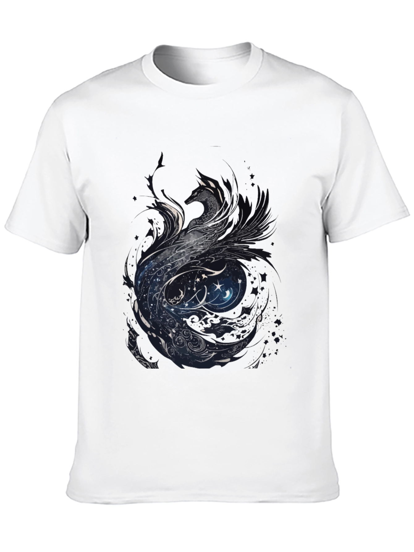 Black Mystic Phoenix Graphic Tee - Black Cotton Blend view 10