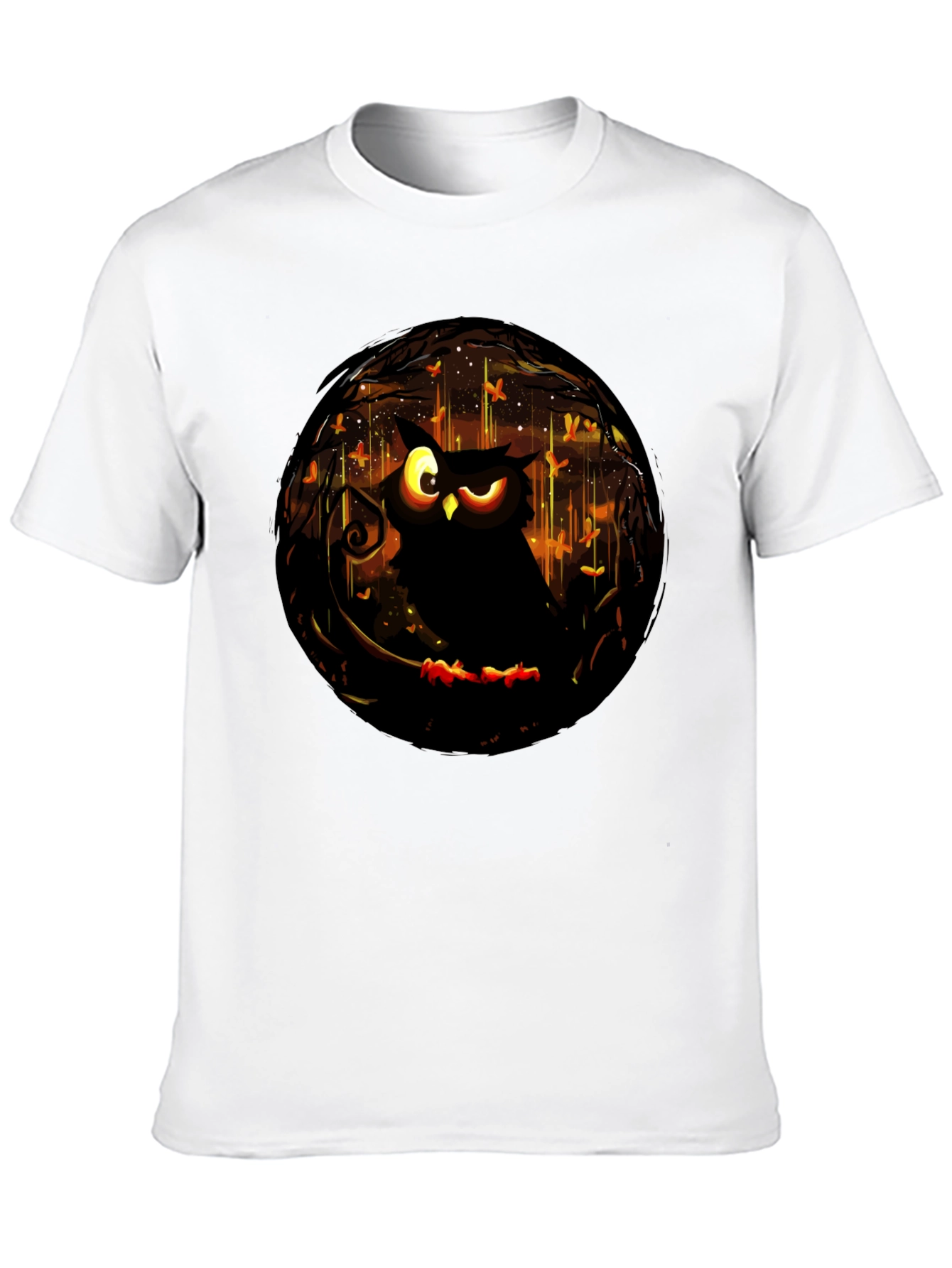 Black Owl Graphic Print T-Shirt - Men's Black Tee view 10