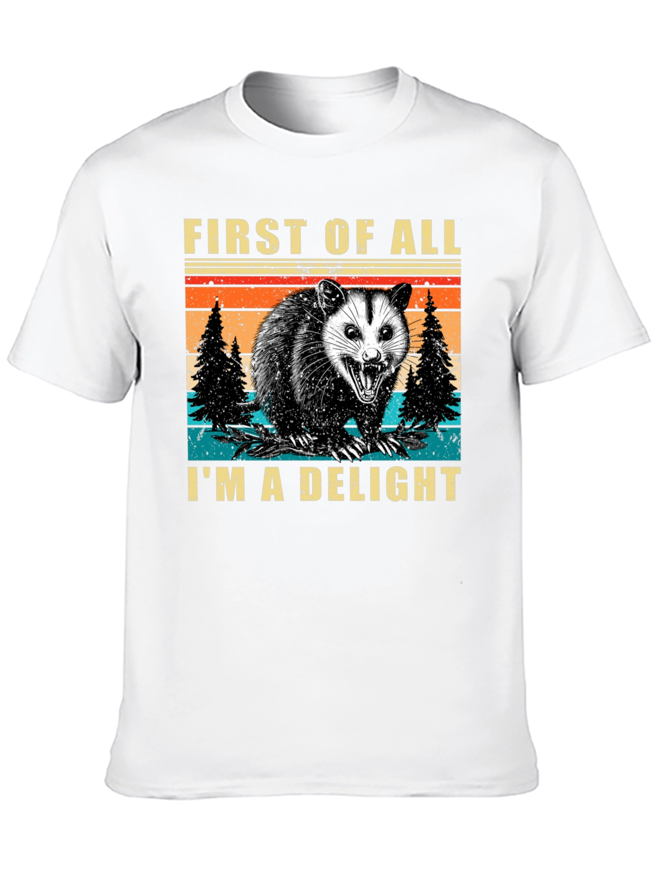 Black First of All I'm a Delight Opossum T-Shirt view 10