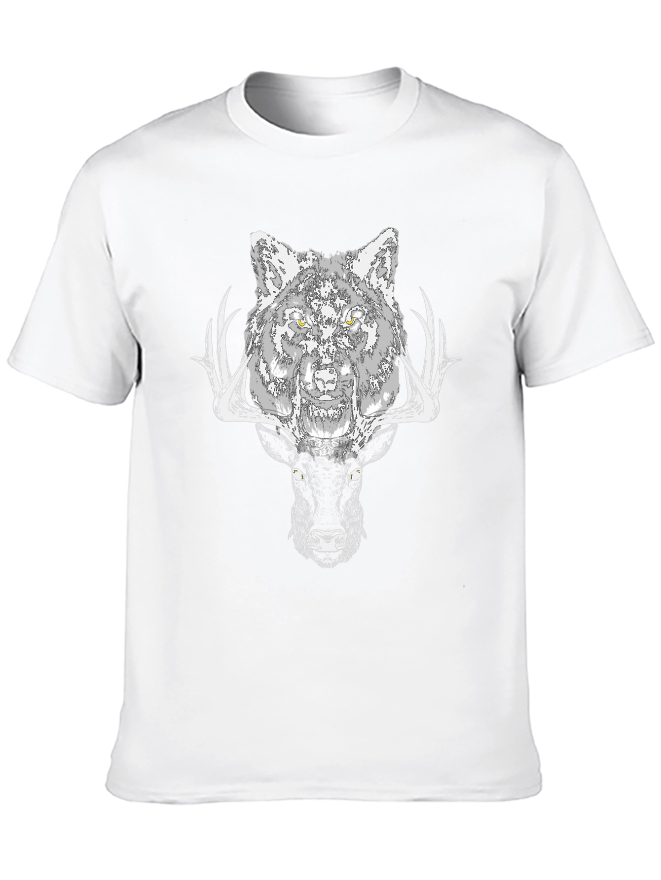 Black Wolf and Deer Graphic T-Shirt view 10