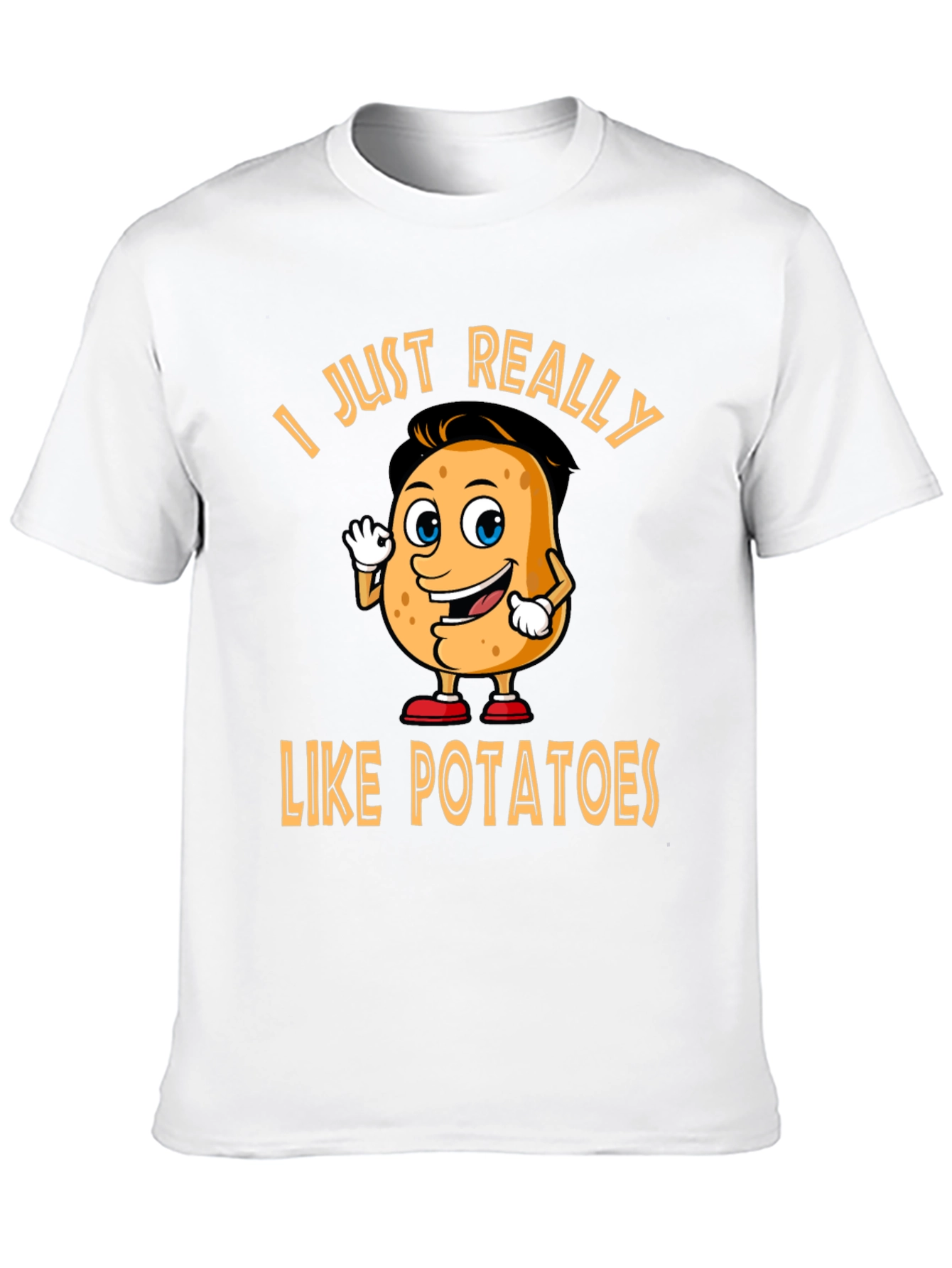 Black Funny Potato Lover T-Shirt - "I Just Really Like Potatoes" view 10