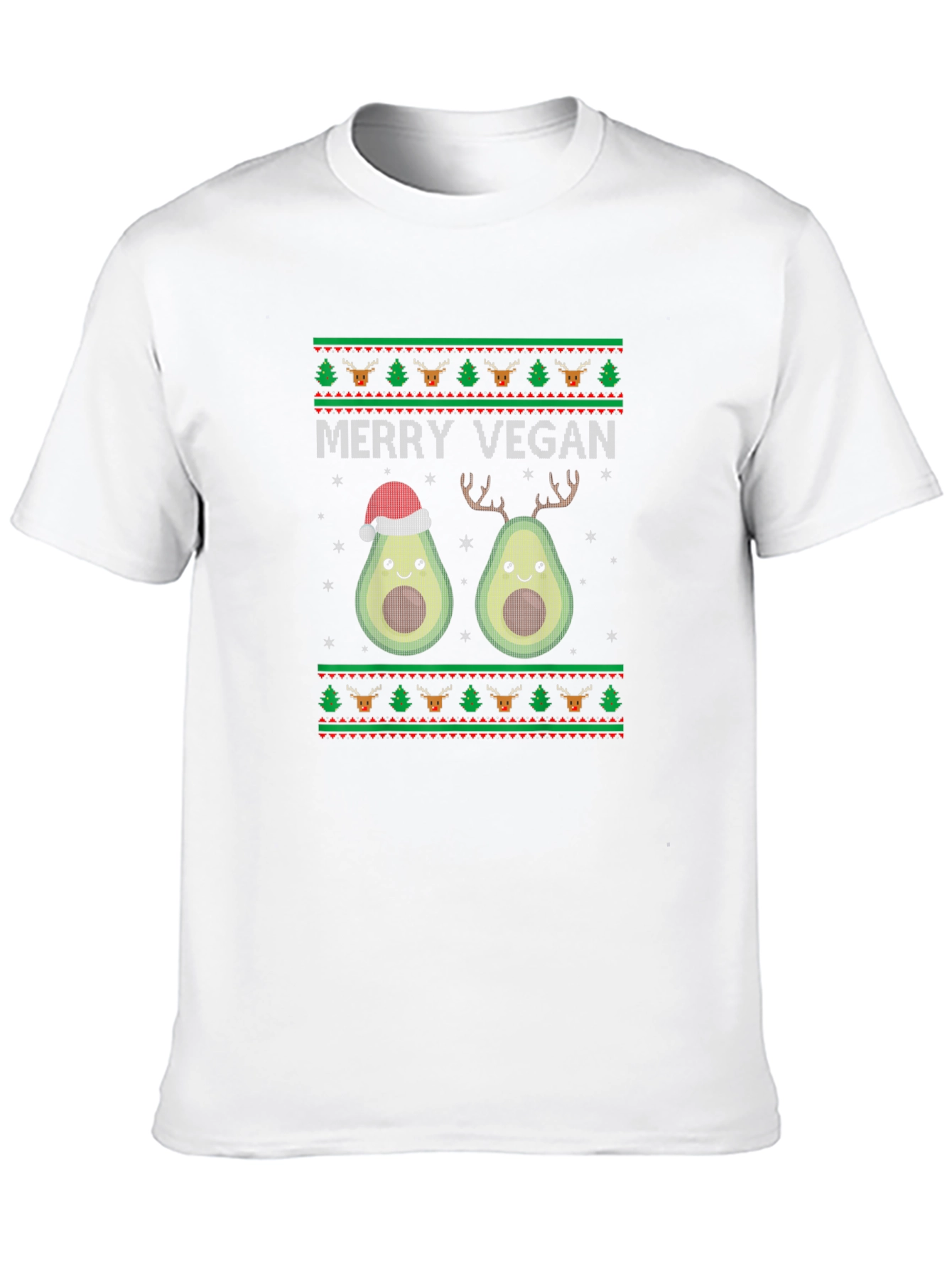 Black Merry Vegan Avocado Christmas T-Shirt view 10