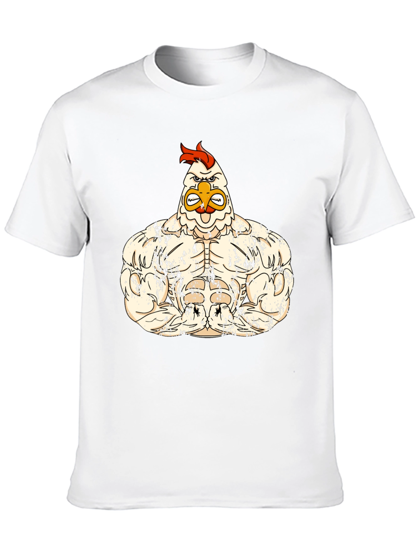 Black Muscled Chicken Graphic Tee - Black Cotton T-Shirt view 10
