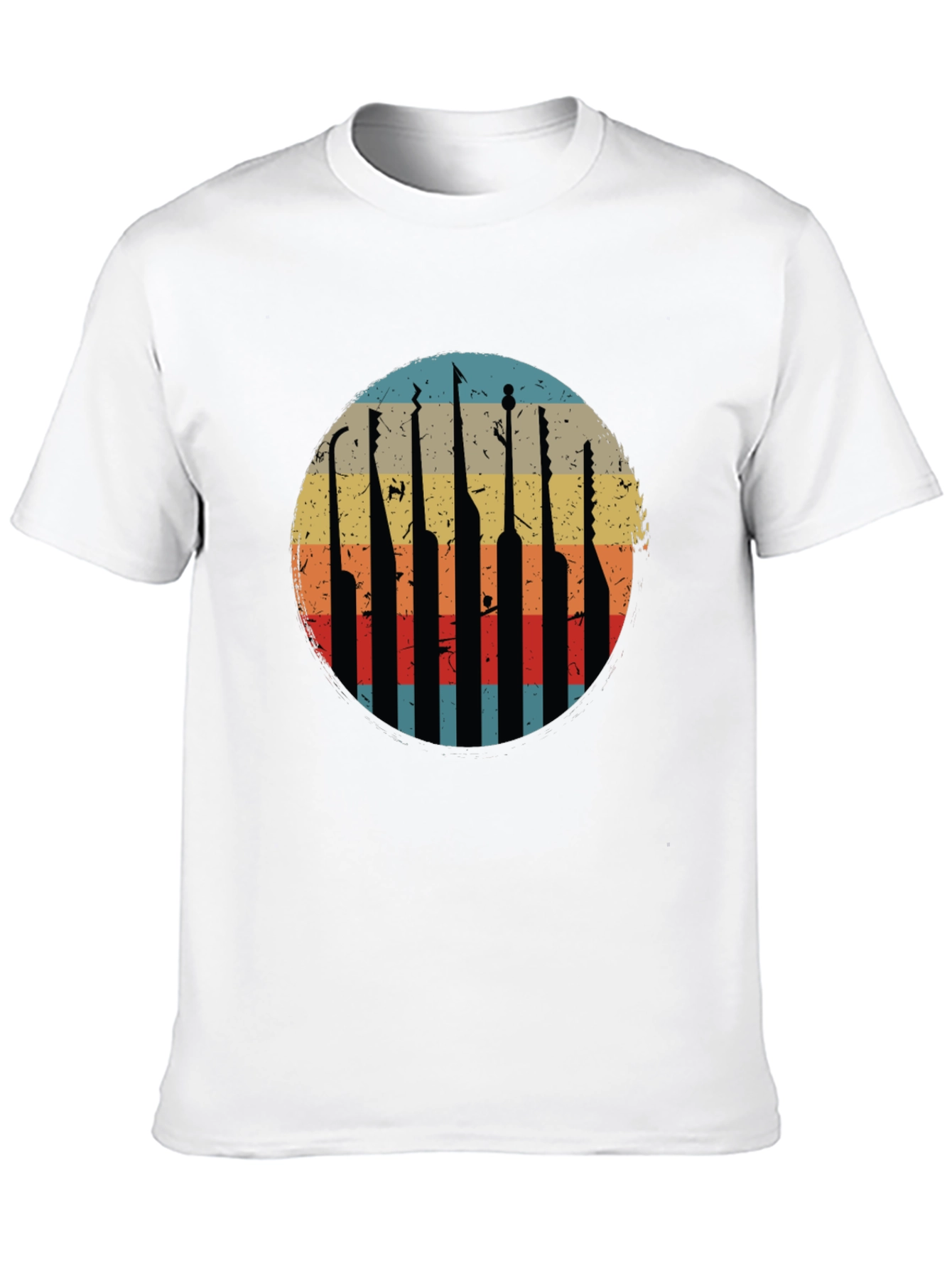 Black Retro Guitar Pick T-Shirt - Vintage Style Music Tee view 10