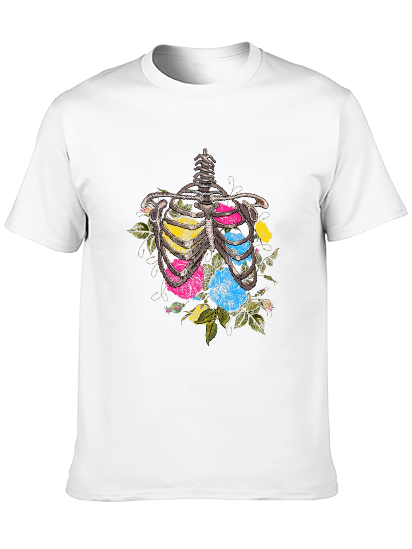 Black Floral Ribcage Graphic T-Shirt - Unique Anatomy Tee view 10