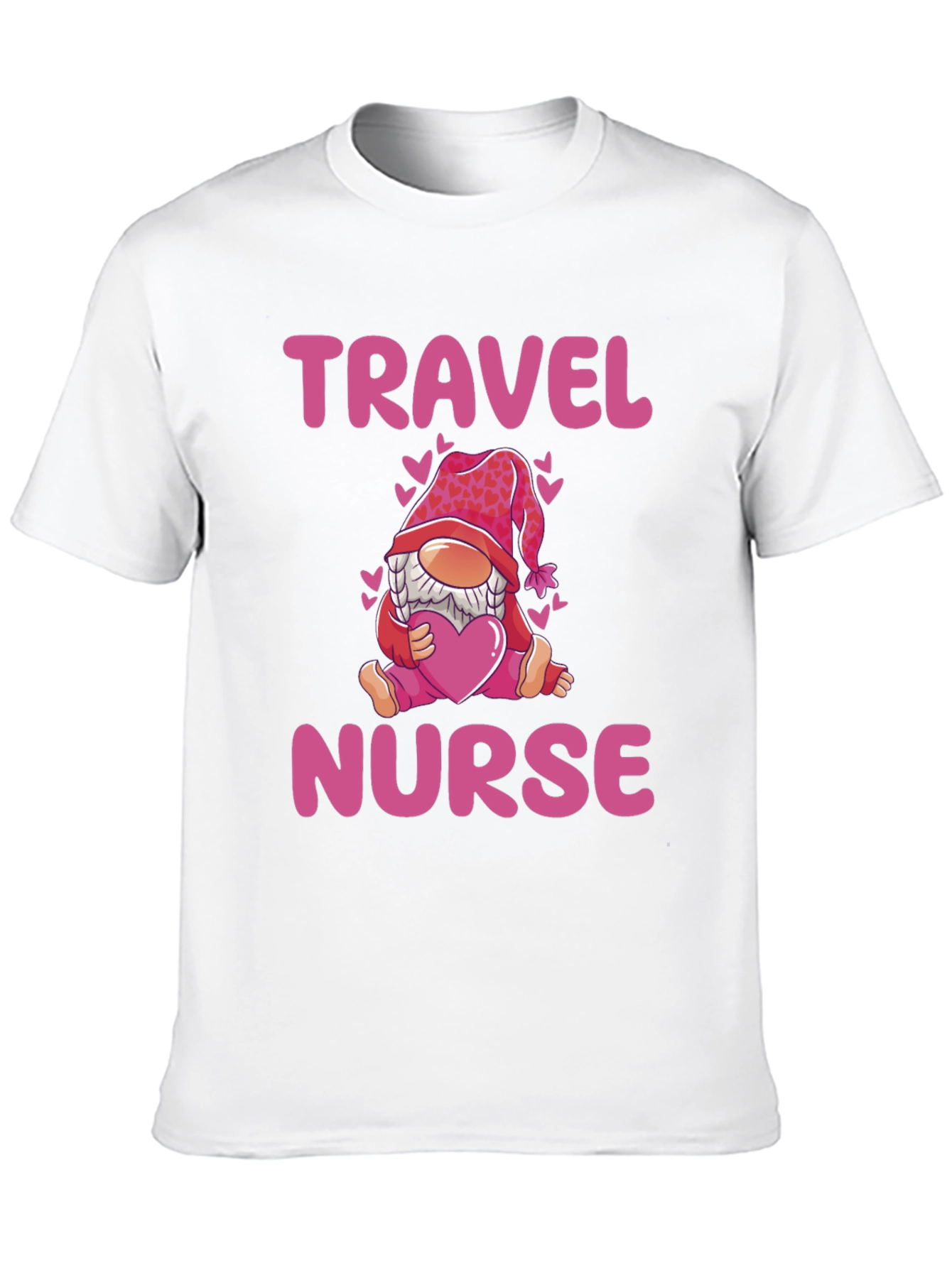 Black Travel Nurse Gnome T-Shirt - Valentine's Day Gift view 10