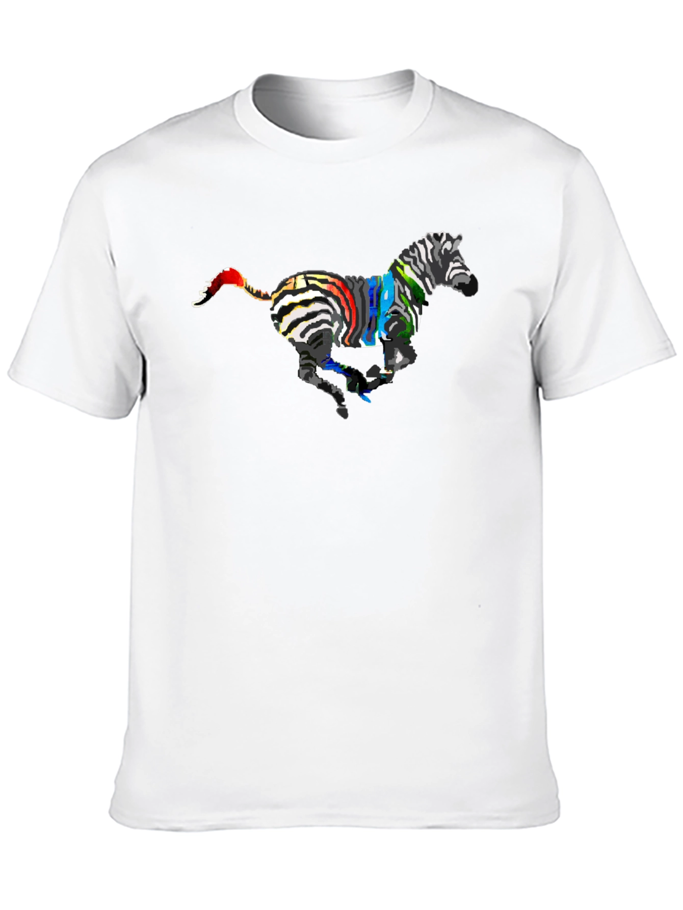 Black Colorful Zebra Graphic Tee - Black Cotton T-Shirt view 10