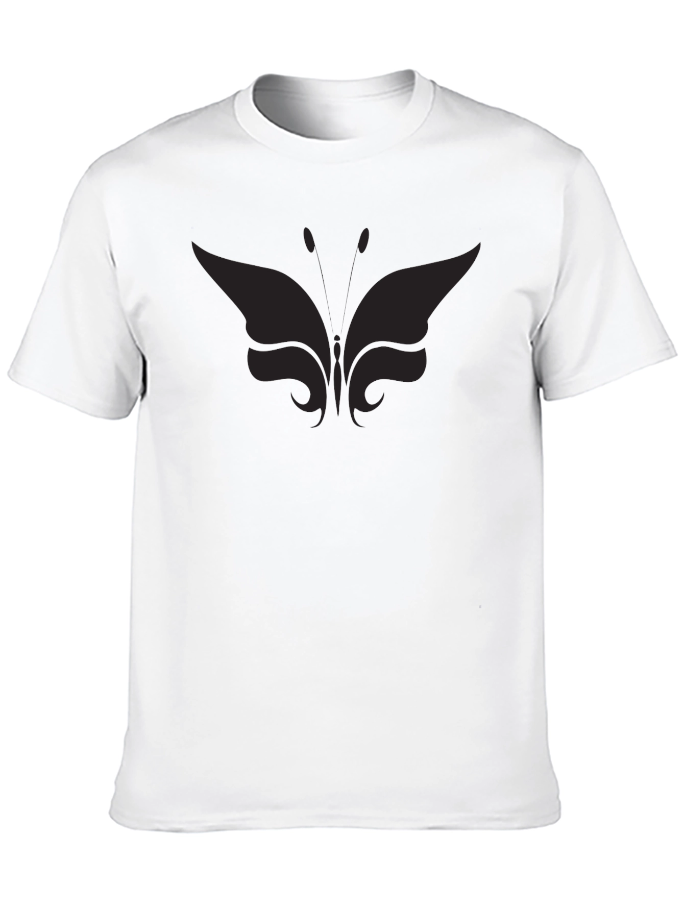 Black Men's Black Butterfly Graphic T-Shirt Casual Crew Neck view 10