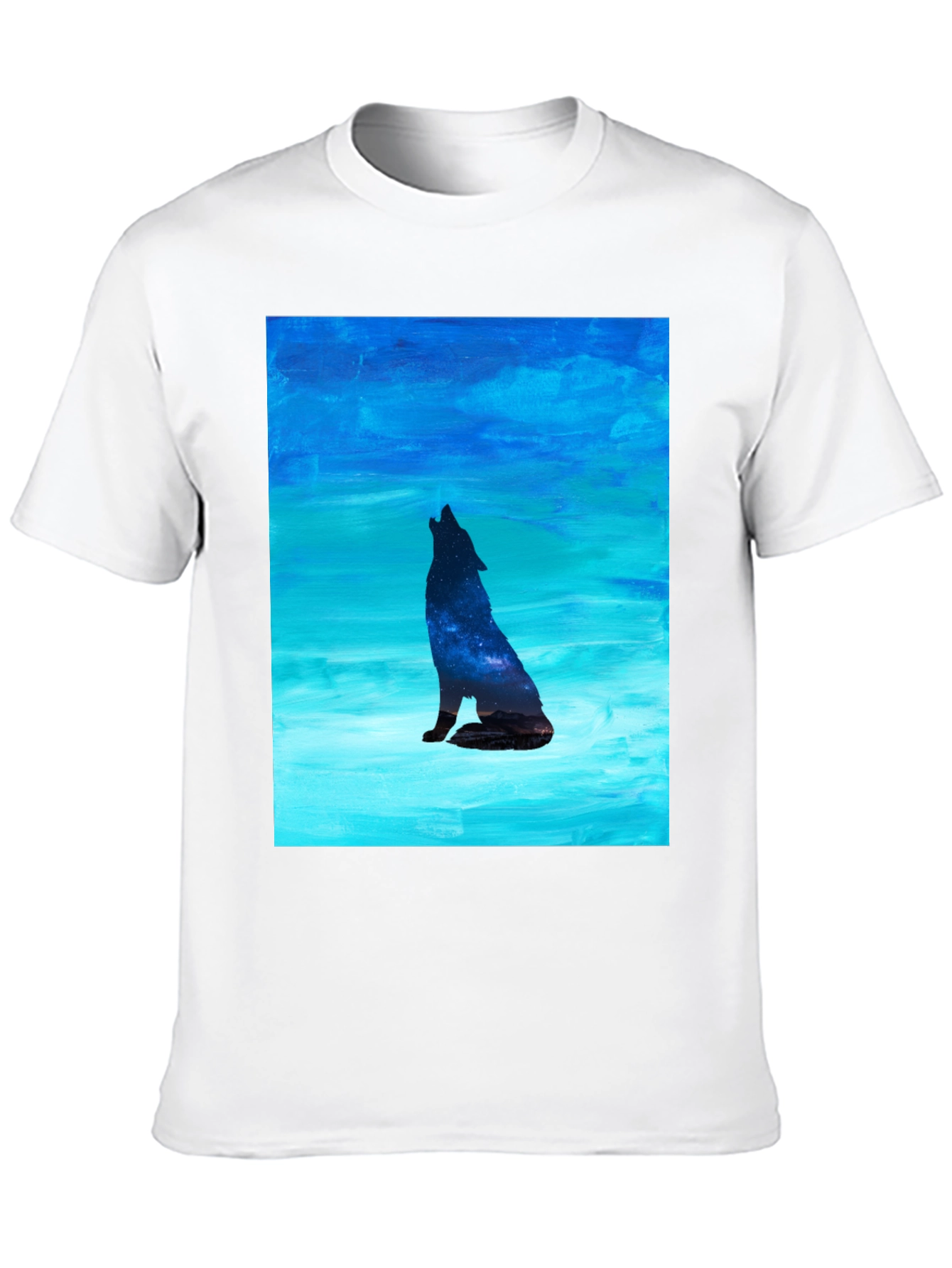 Black Howling Wolf Galaxy Print Black T-Shirt view 10