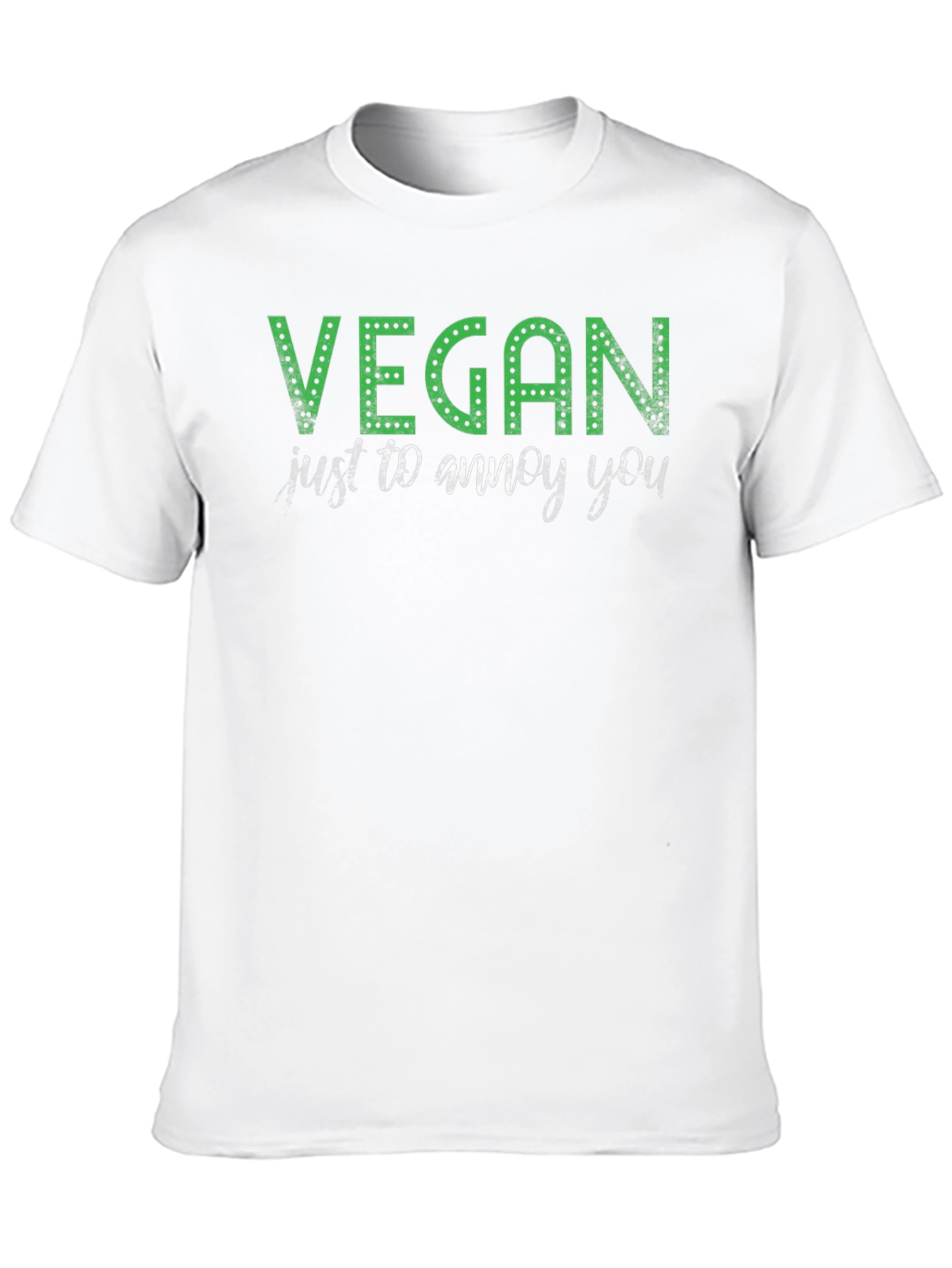 Black Vegan Annoy You T-Shirt: Green Text Black Cotton Tee view 10