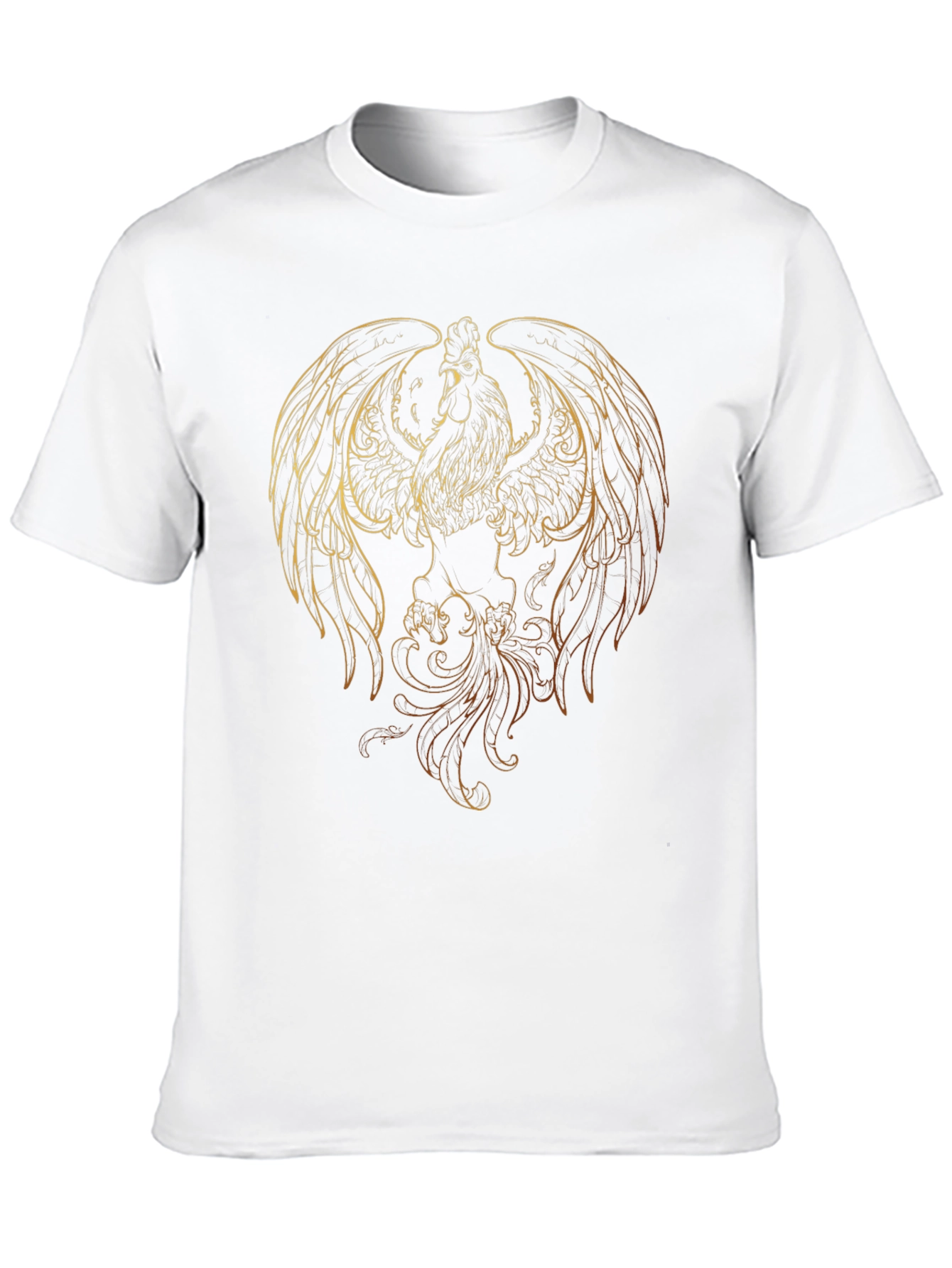 Black Golden Phoenix Chicken Graphic Black T-Shirt view 10
