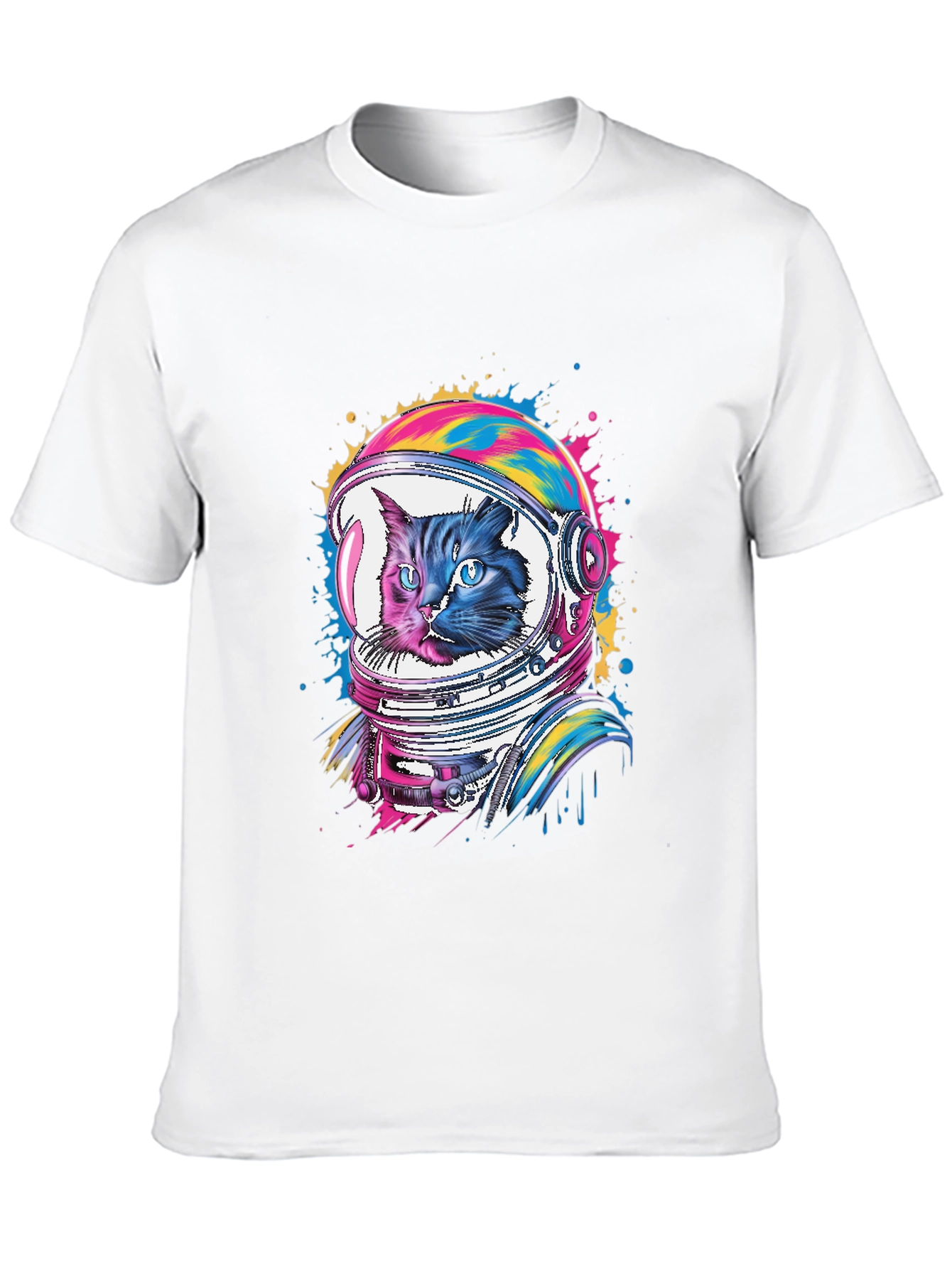 Black Cat Astronaut Graphic Tee - Unisex Black T-Shirt view 10