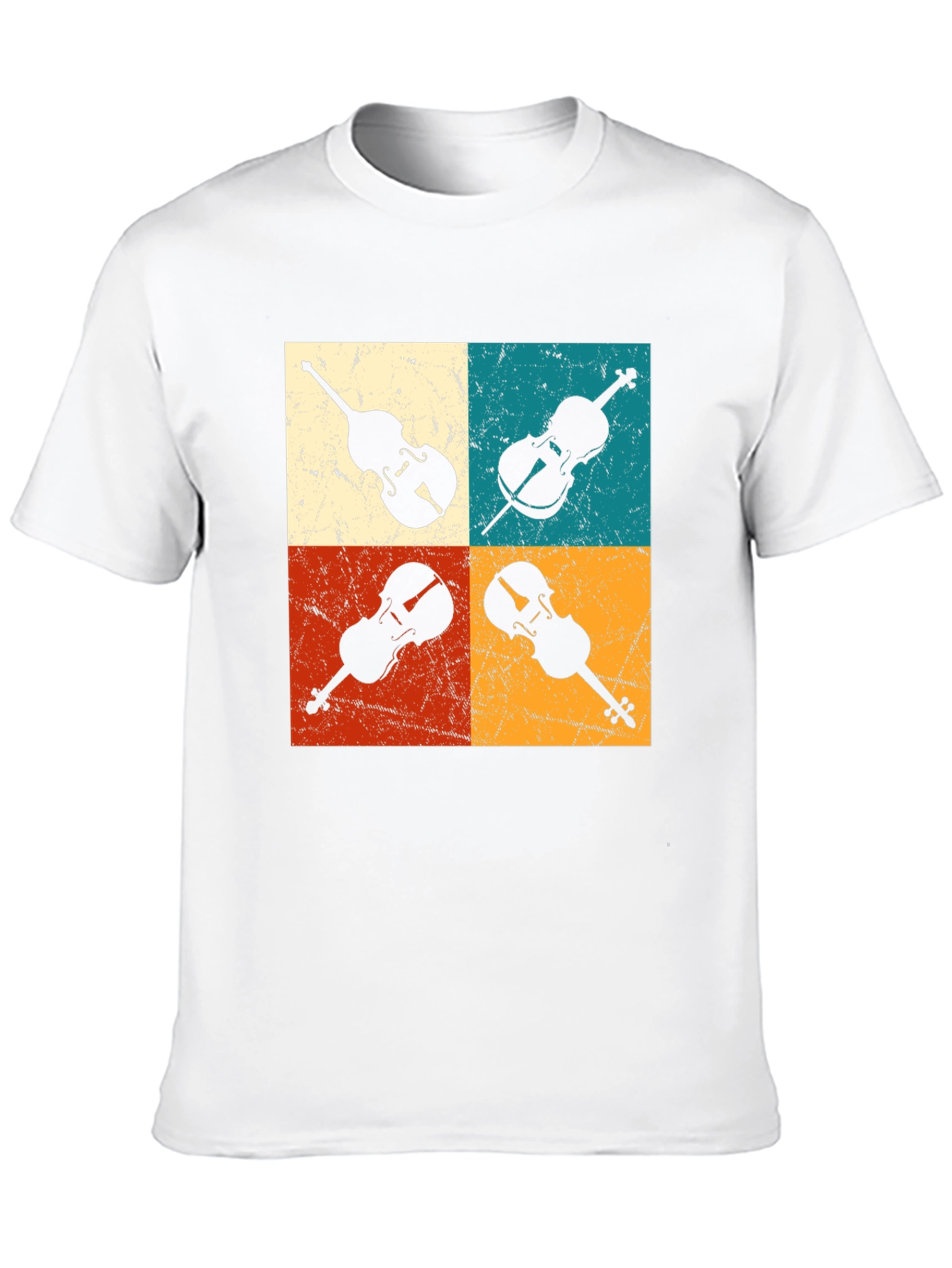 Black Retro Violin Collage Graphic Tee view 10