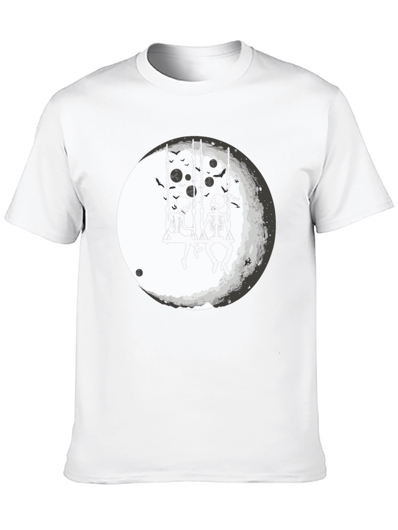 Black Skeleton Moon Swing Graphic T-Shirt view 10