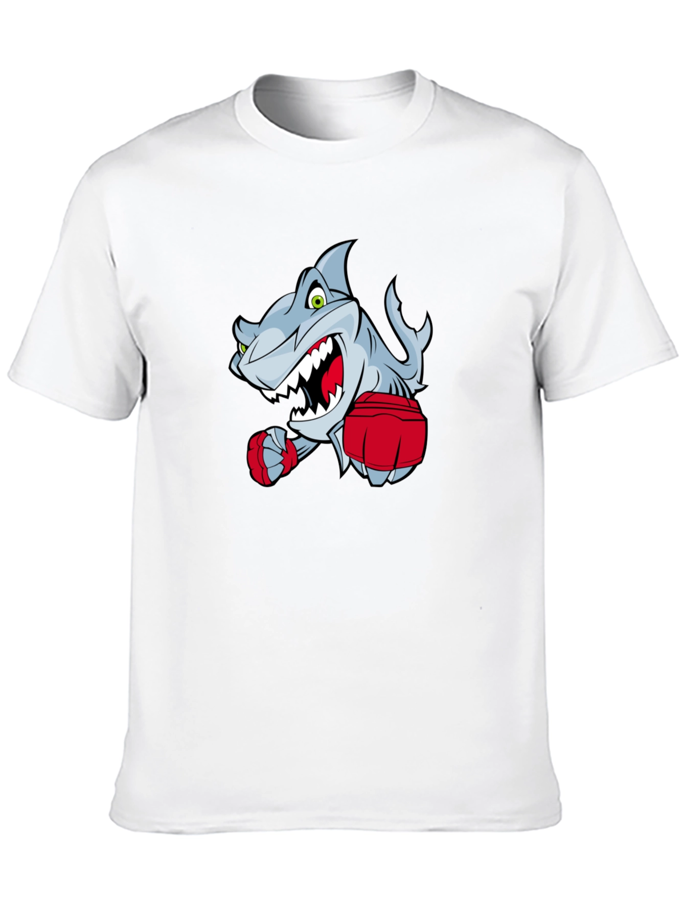 Black Cartoon Shark Boxer Graphic T-Shirt view 10