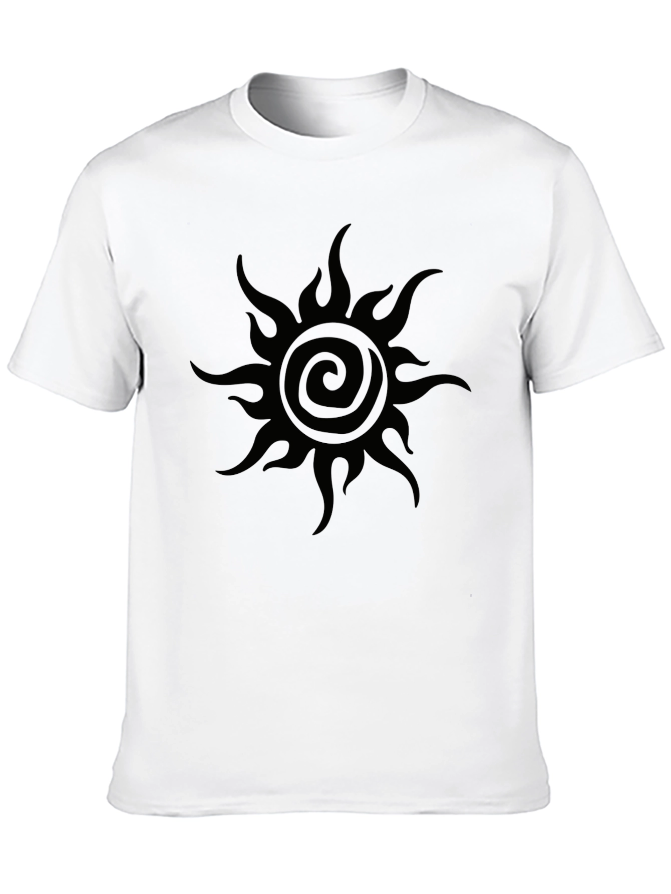 Black Men's Black T-Shirt with Sun Swirl Design view 10