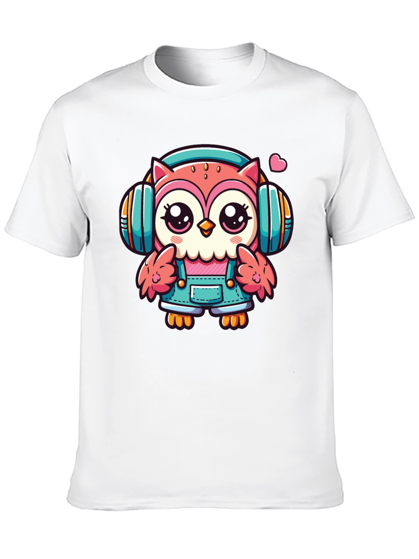 Black Owl DJ T-Shirt: Cute Cartoon Animal Tee view 10
