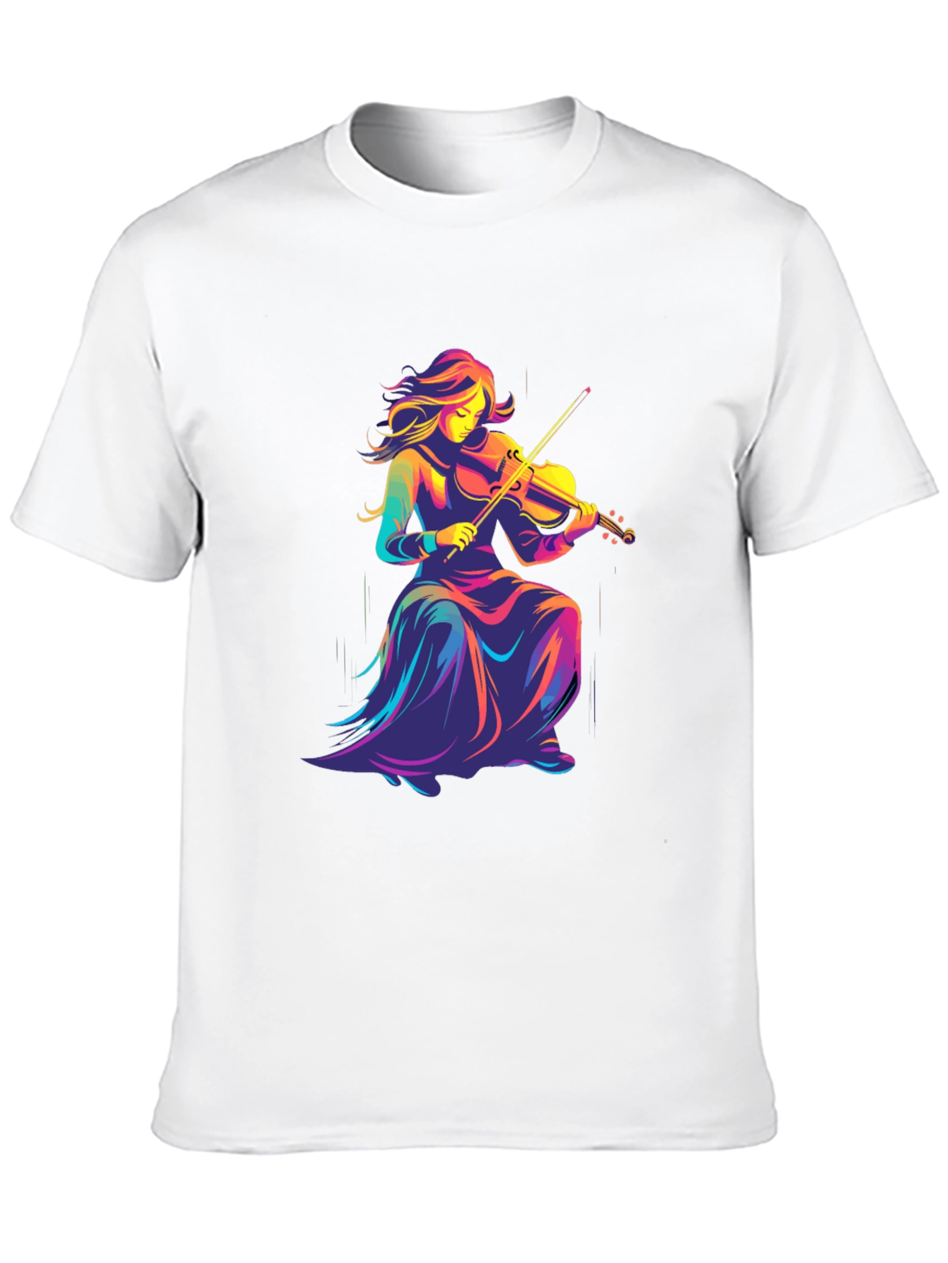Black Vibrant Violinist Graphic Tee - Black Cotton Comfort view 10