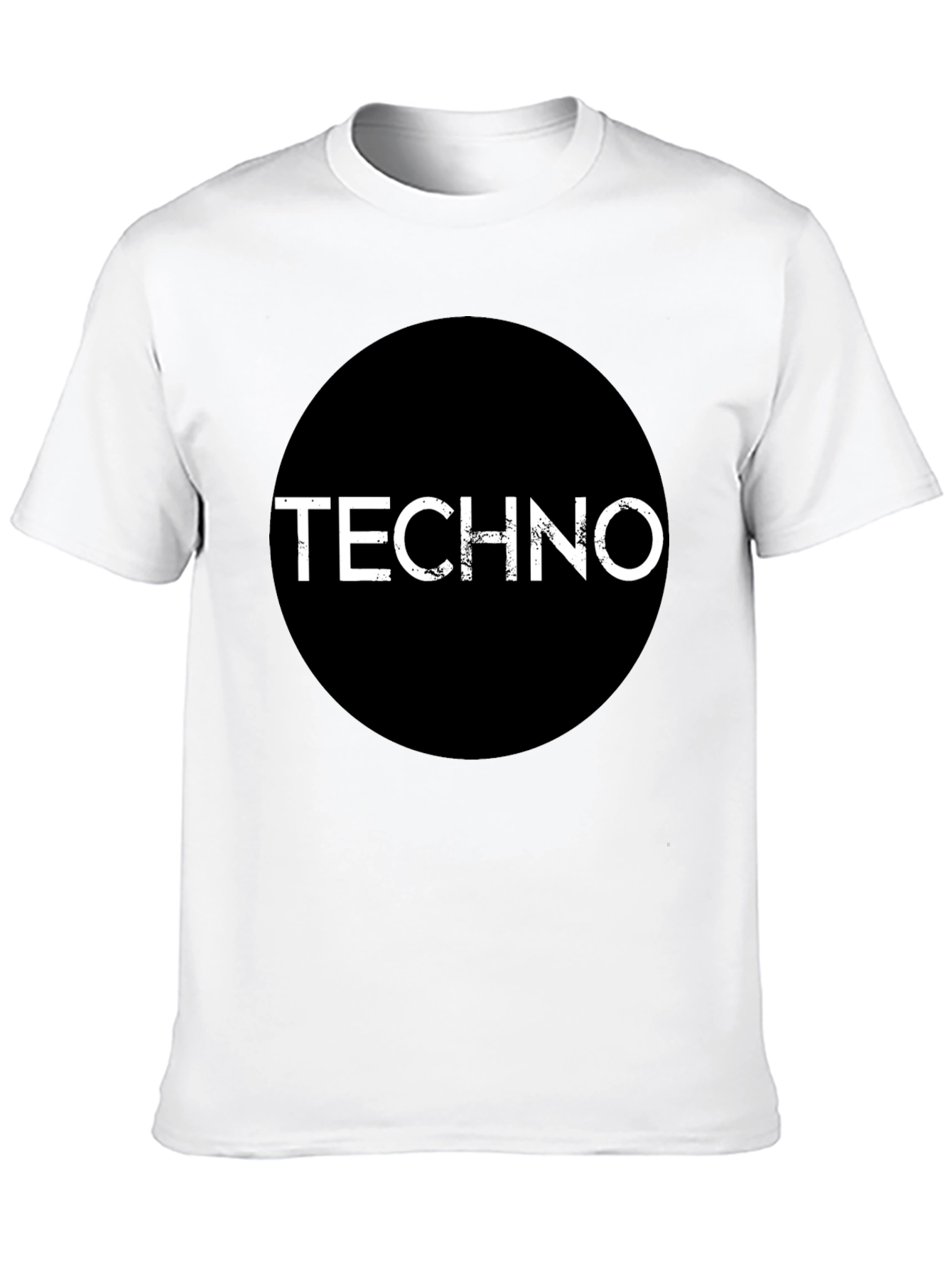 Black Techno Music Graphic T-Shirt - Black Round Design view 10