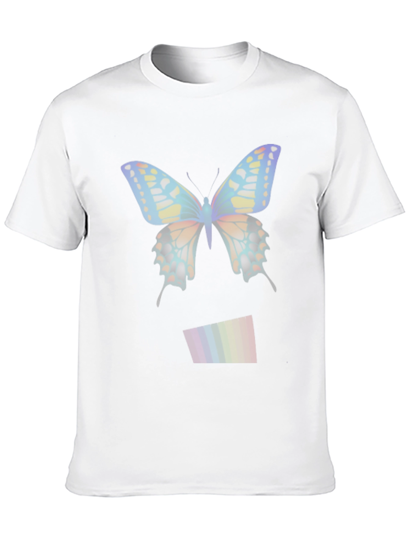 Black Butterfly Rainbow Men's Black T-Shirt view 10
