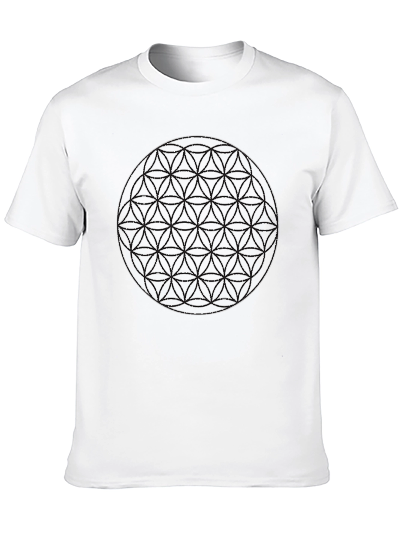 Black Geometric Circle Design Black T-Shirt view 10