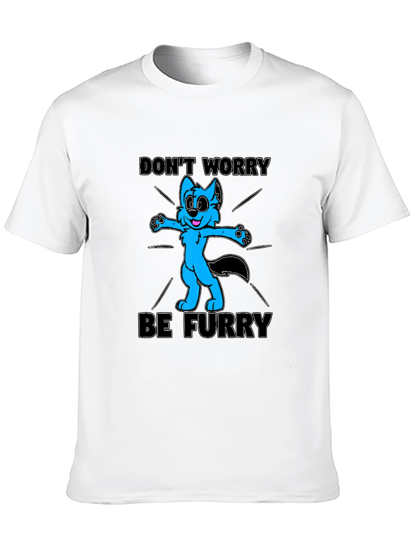 Black Don't Worry Be Furry T-Shirt view 10