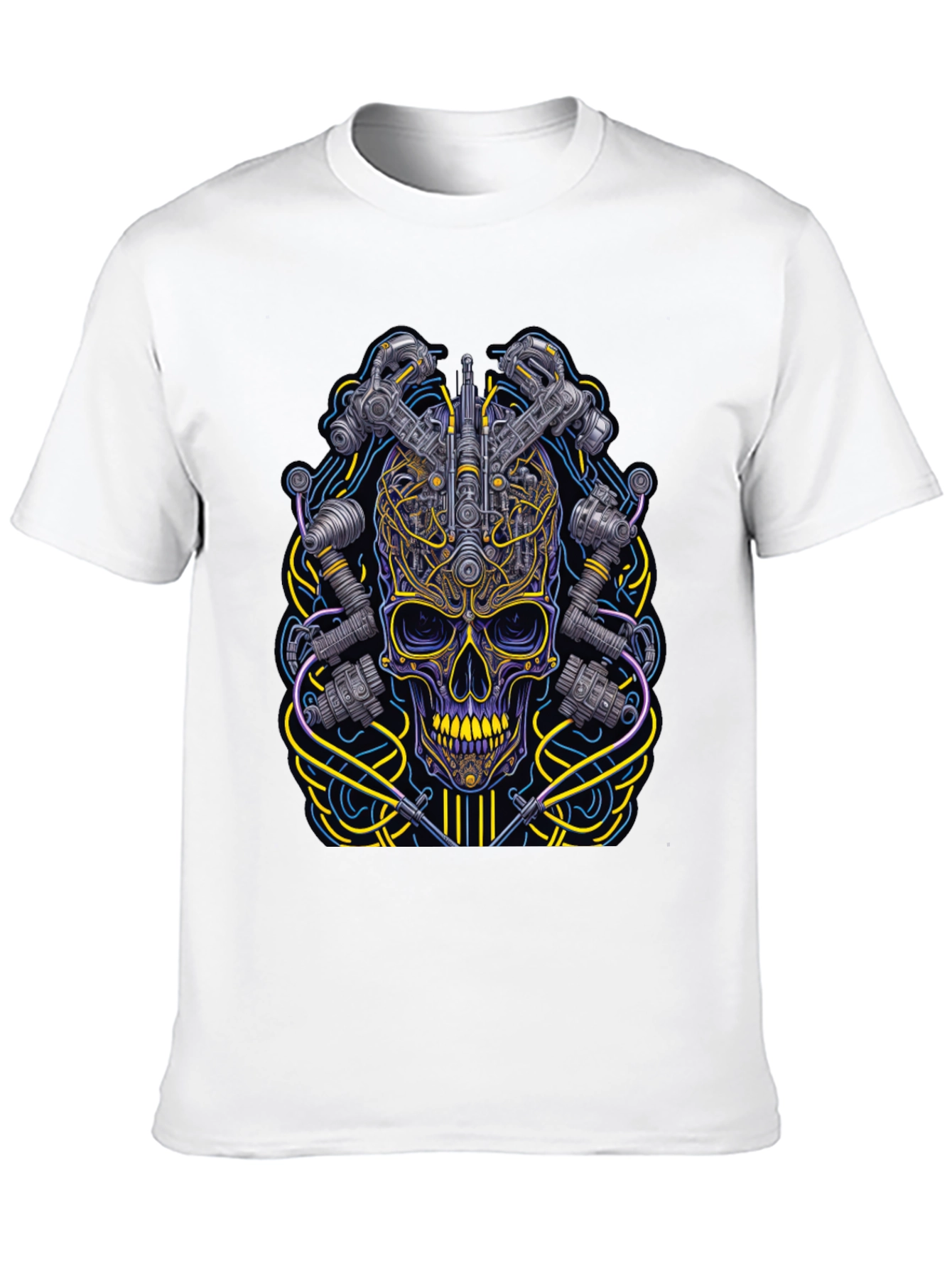 Black Cyberpunk Skull Graphic T-Shirt view 10