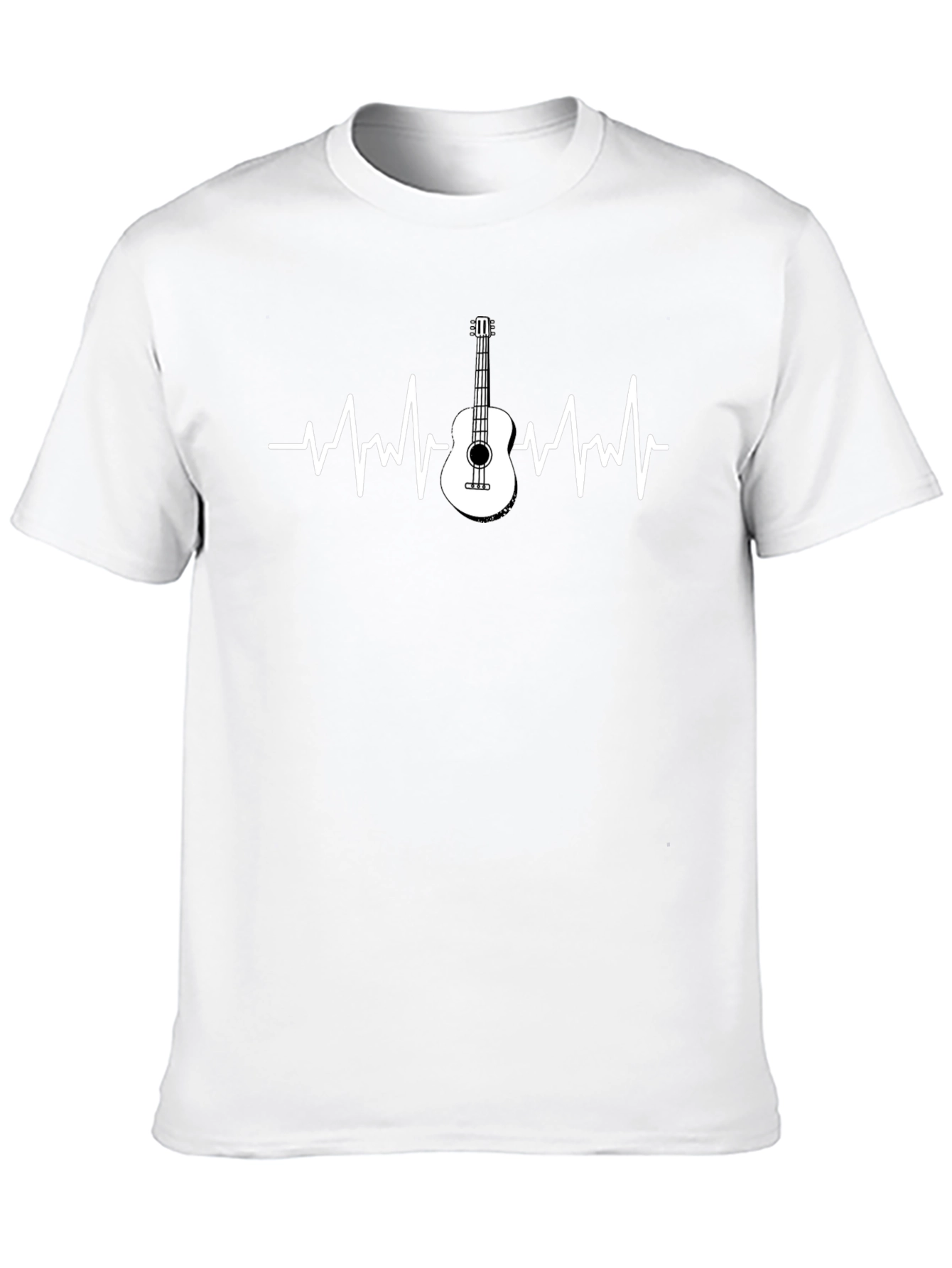 Black Guitar Heartbeat T-Shirt - Music Lover Tee view 10