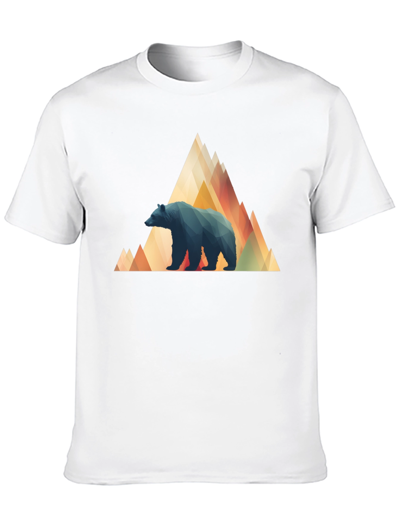 Black Geometric Bear Mountain Tee - Stylish Black T-Shirt view 10