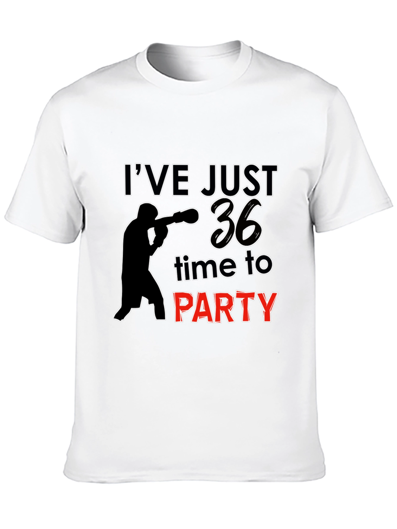 Black 36th Birthday Party T-Shirt: Boxing Silhouette view 10