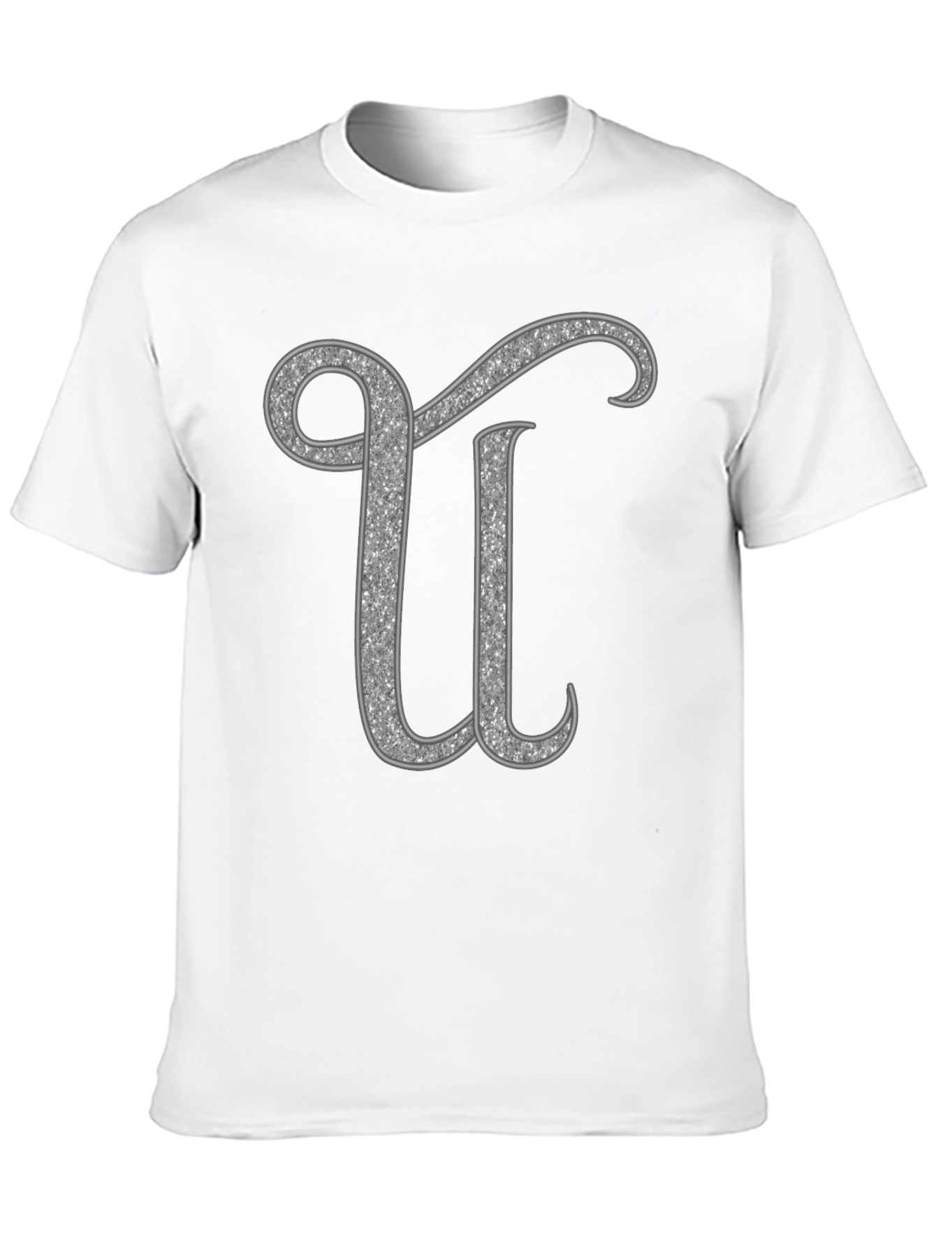 Black Glitter Letter U Graphic Tee - Unisex view 10