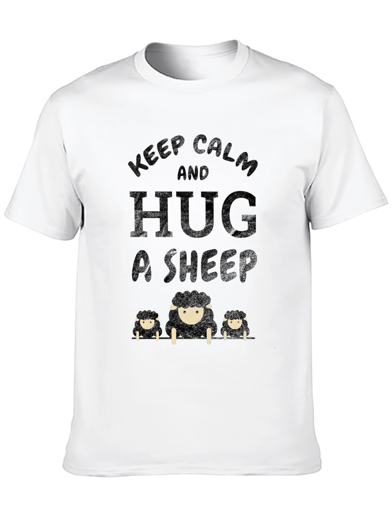 Black Keep Calm and Hug a Sheep T-Shirt - Black view 10