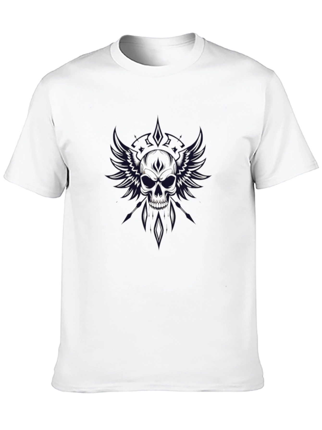 Black Winged Skull Graphic Black T-Shirt view 10