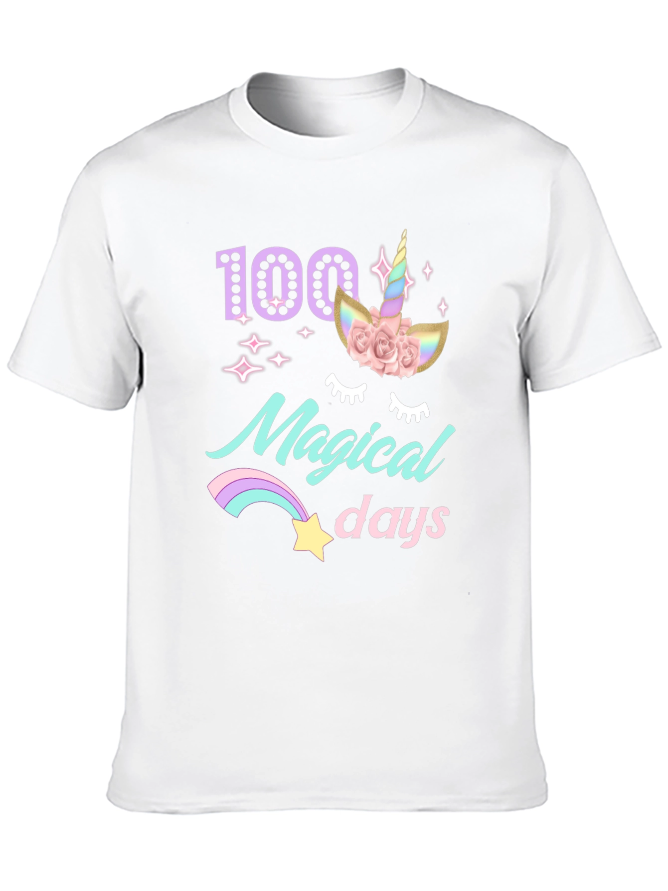 Black 100 Magical Days T-Shirt Unicorn view 10