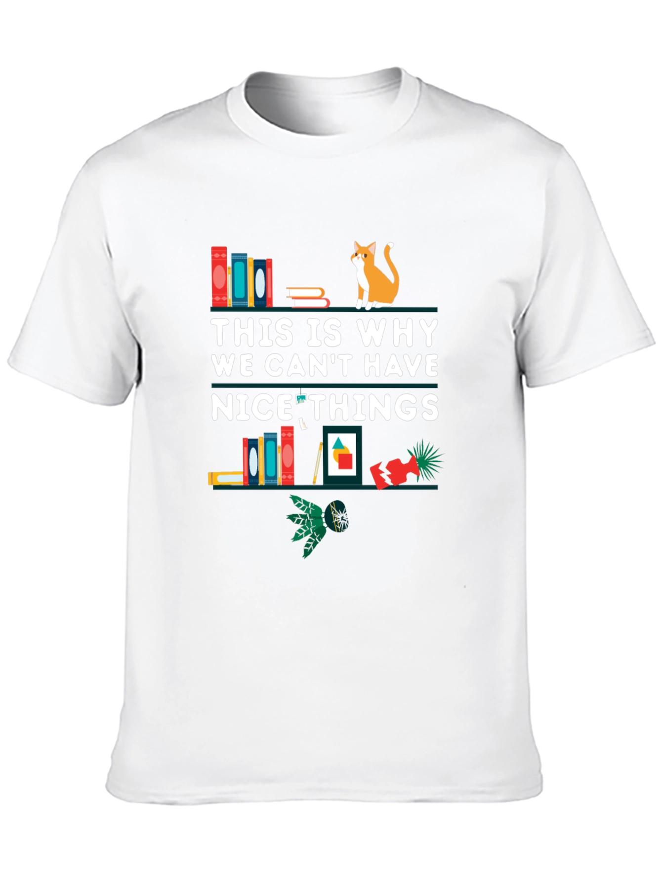 Black Funny Cat & Books Graphic T-Shirt view 10